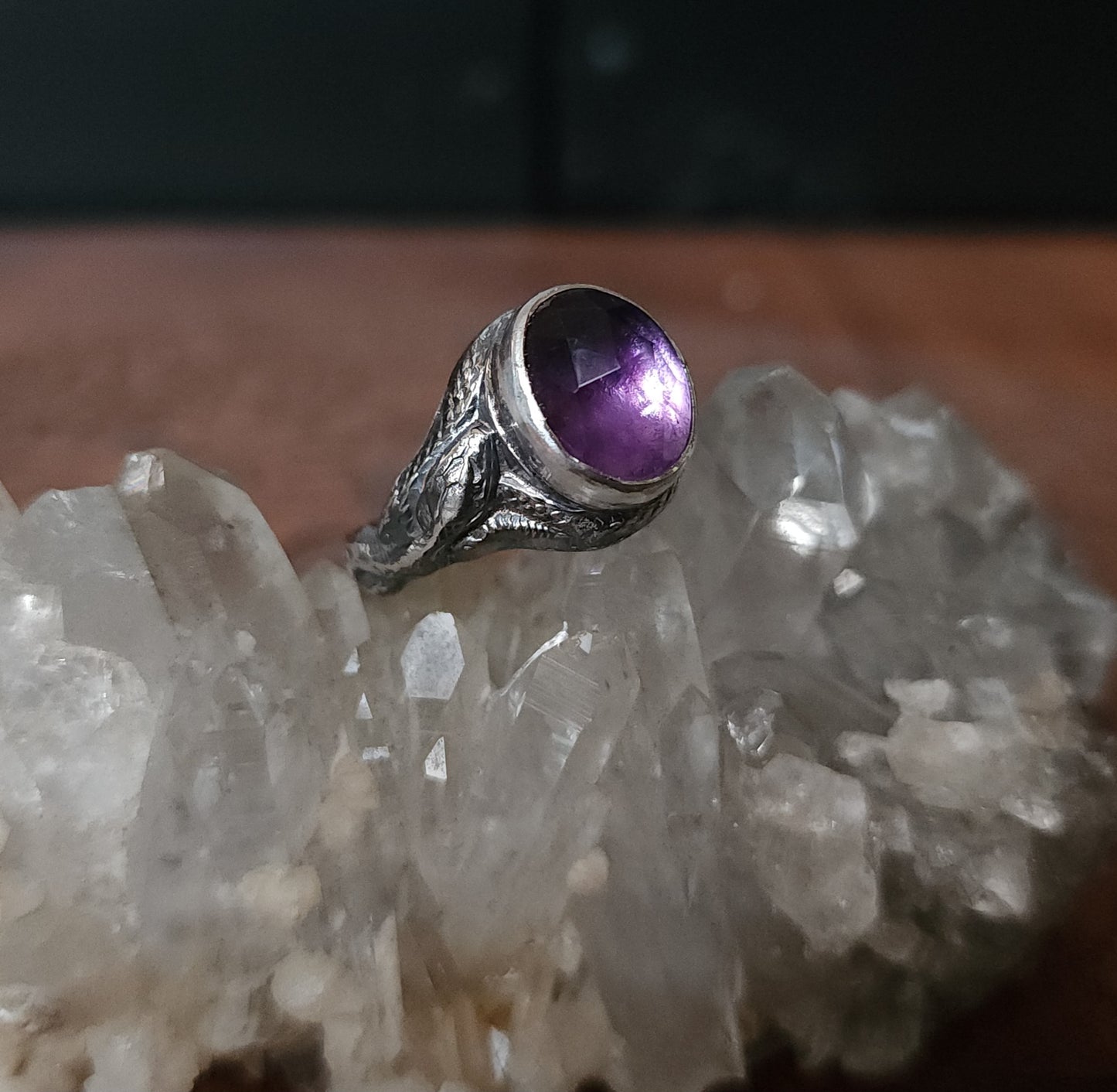 "Serpentine" - Handcrafted Amethyst Sterling Silver Ring