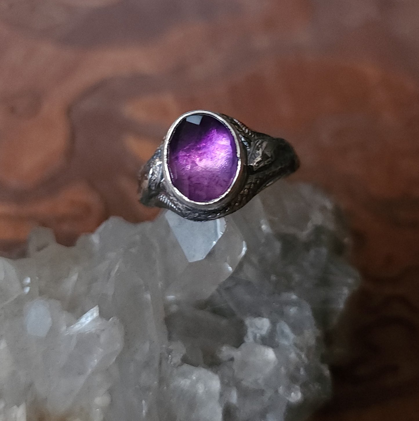 "Serpentine" - Handcrafted Amethyst Sterling Silver Ring