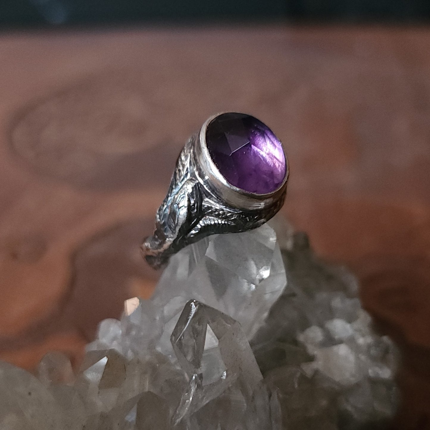 "Serpentine" - Handcrafted Amethyst Sterling Silver Ring
