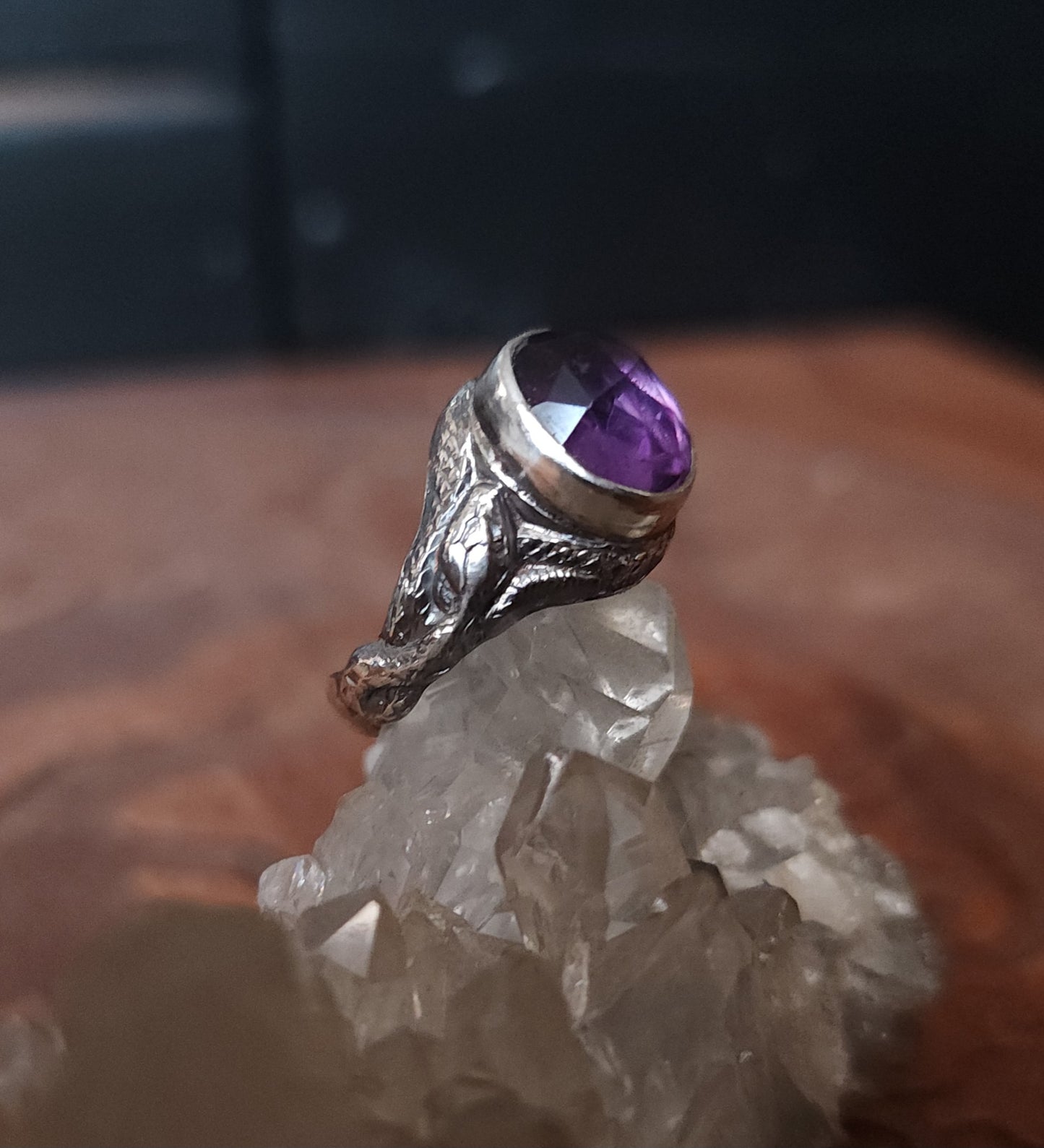 "Serpentine" - Handcrafted Amethyst Sterling Silver Ring