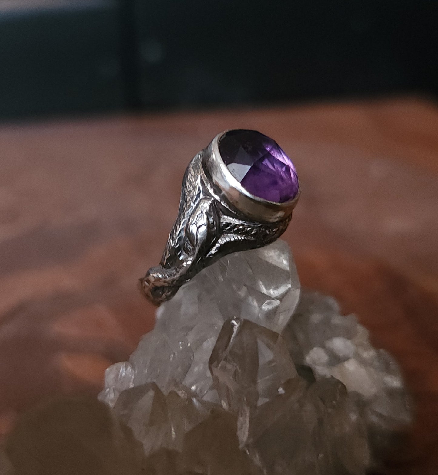 "Serpentine" - Handcrafted Amethyst Sterling Silver Ring