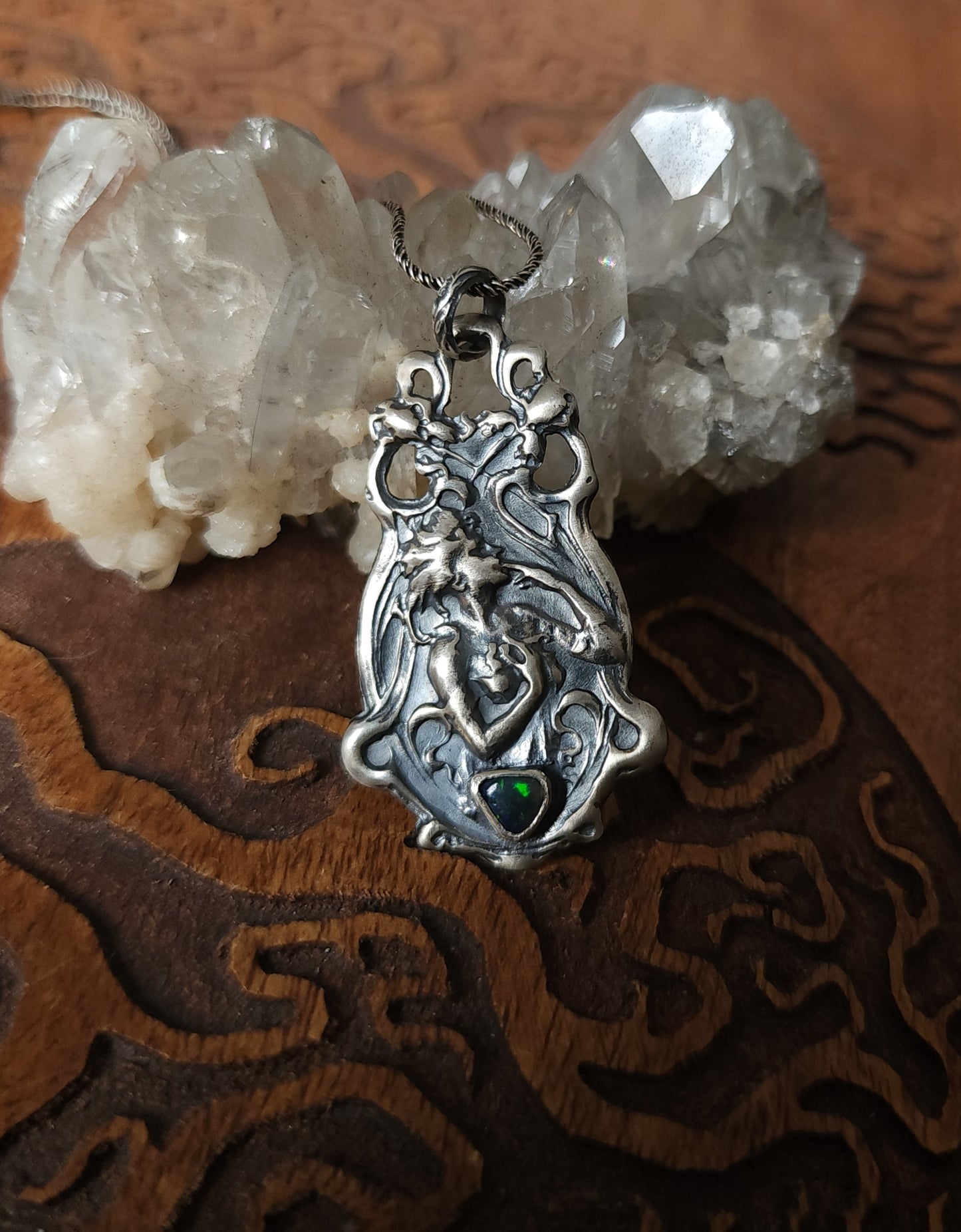 "Joie de Vivre" Handcrafted Sterling Silver & Black Opal Pendant