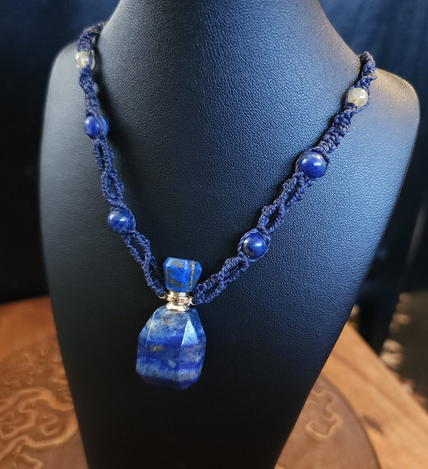 Lapis Lazuli Perfume Bottle Necklace