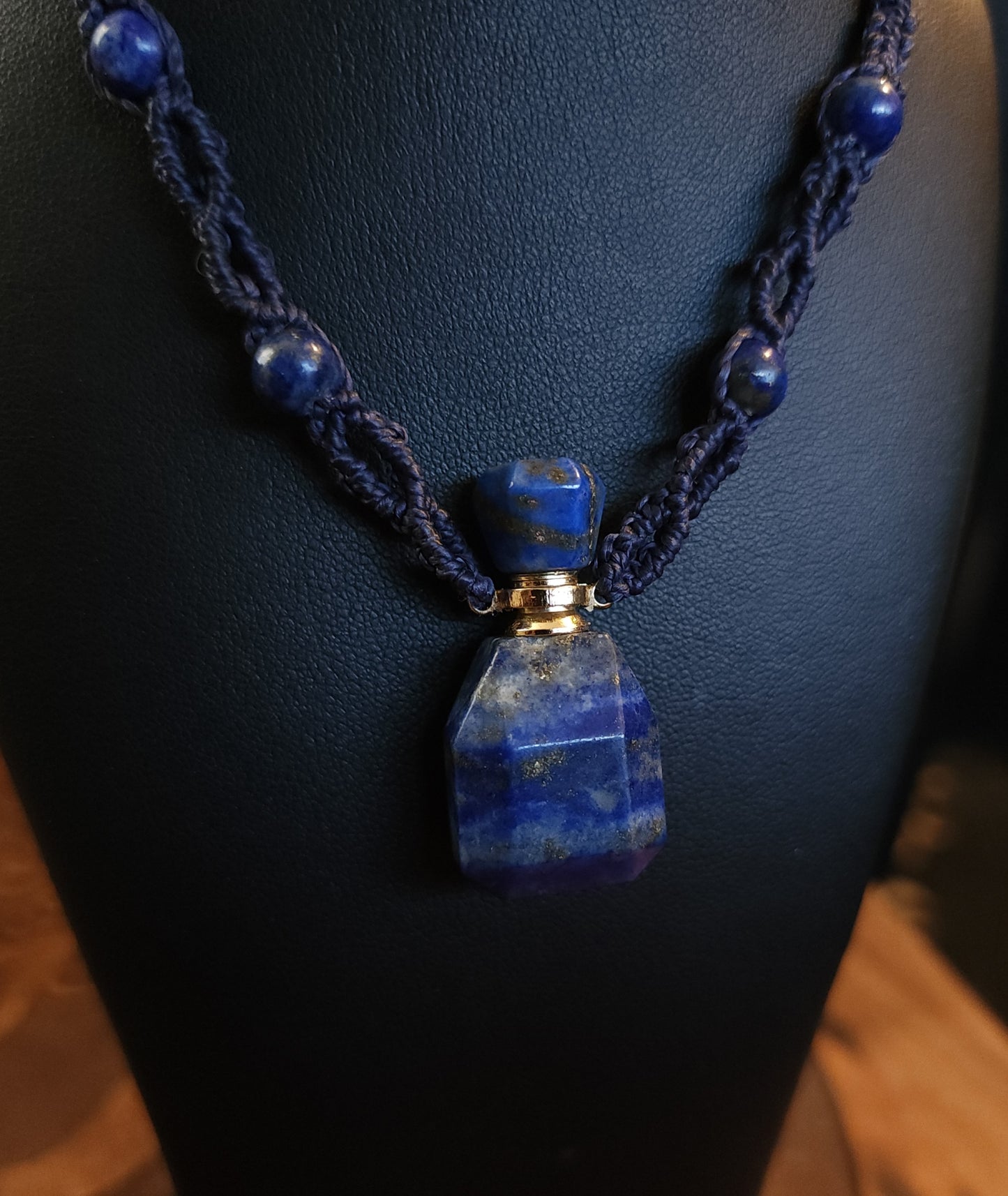 Lapis Lazuli Perfume Bottle Necklace