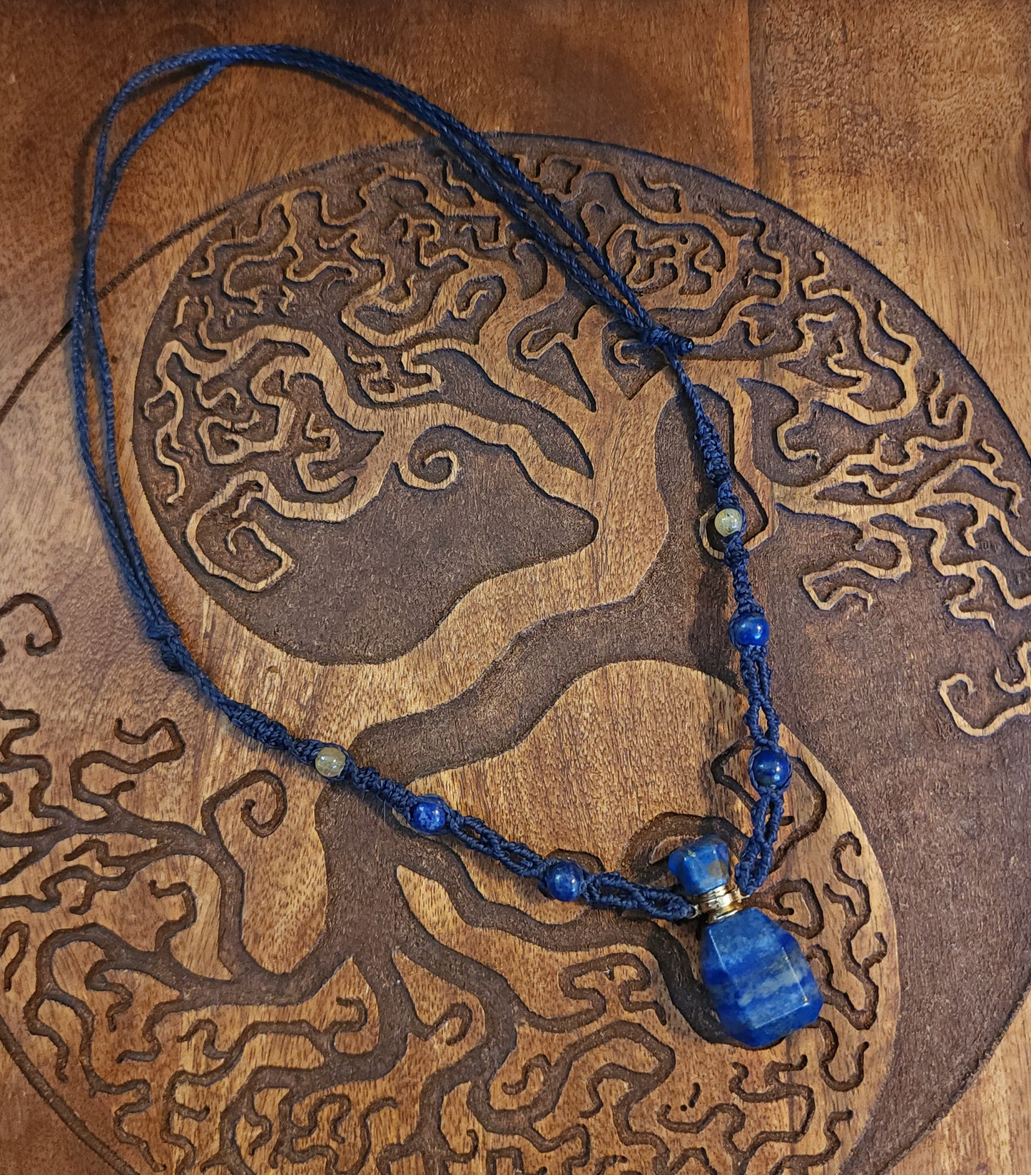 Lapis Lazuli Perfume Bottle Necklace
