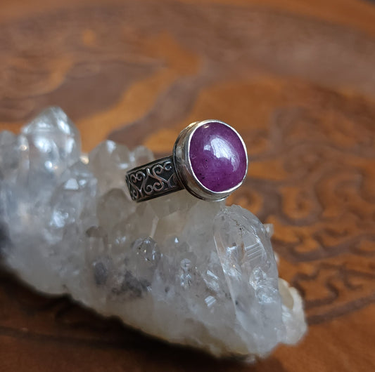Sterling Silver Ruby Ring - Size 10