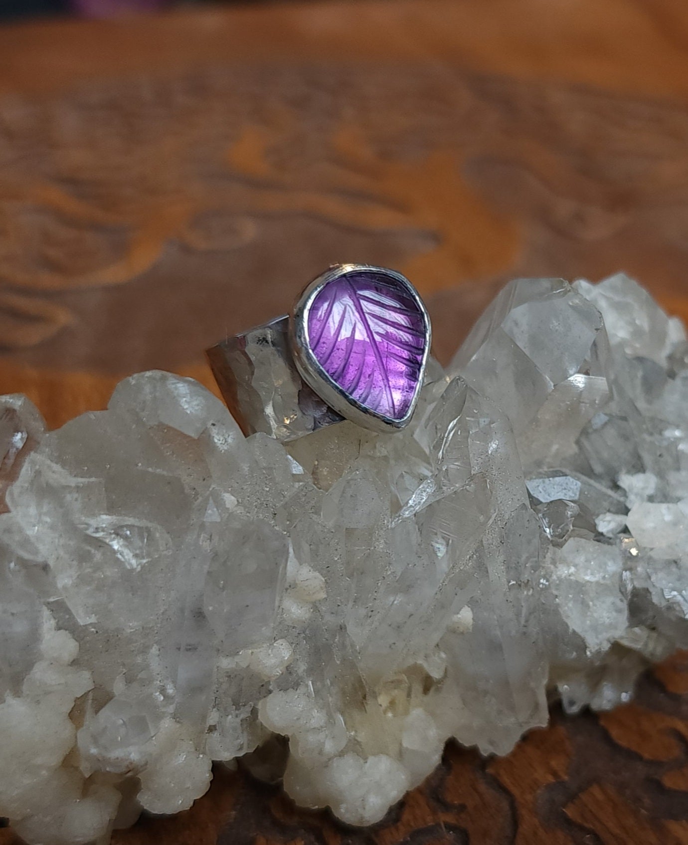 Sterling Silver & Amethyst Ring - Size 6