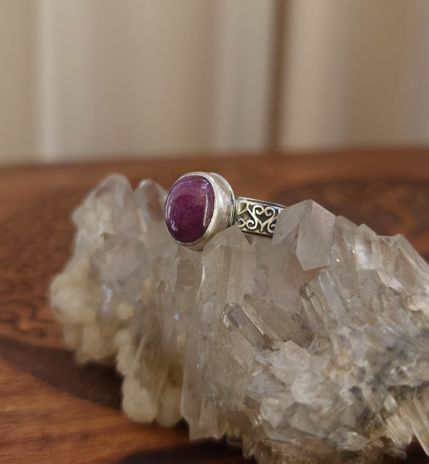 Sterling Silver Ruby Ring - Size 10