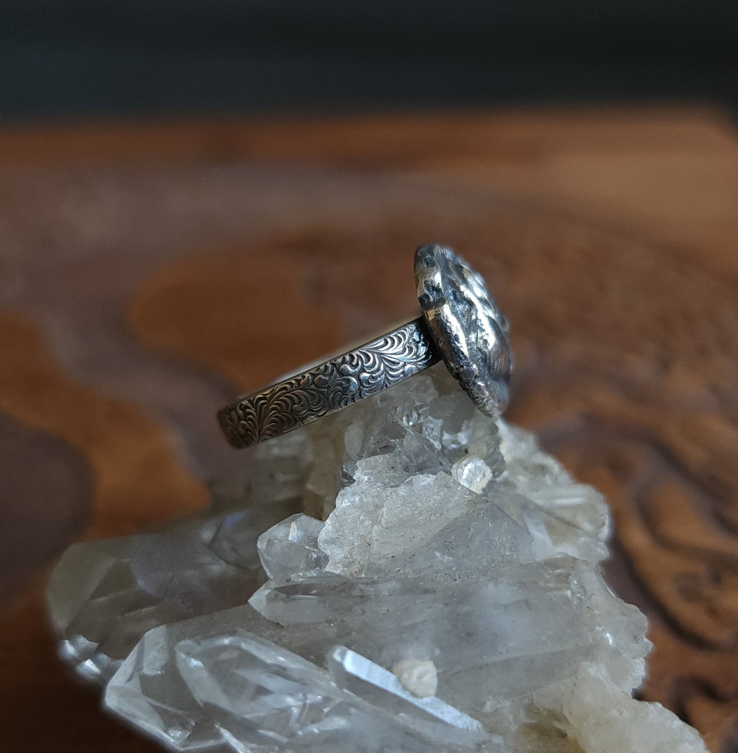 Sterling Silver Rose Ring - Size 8