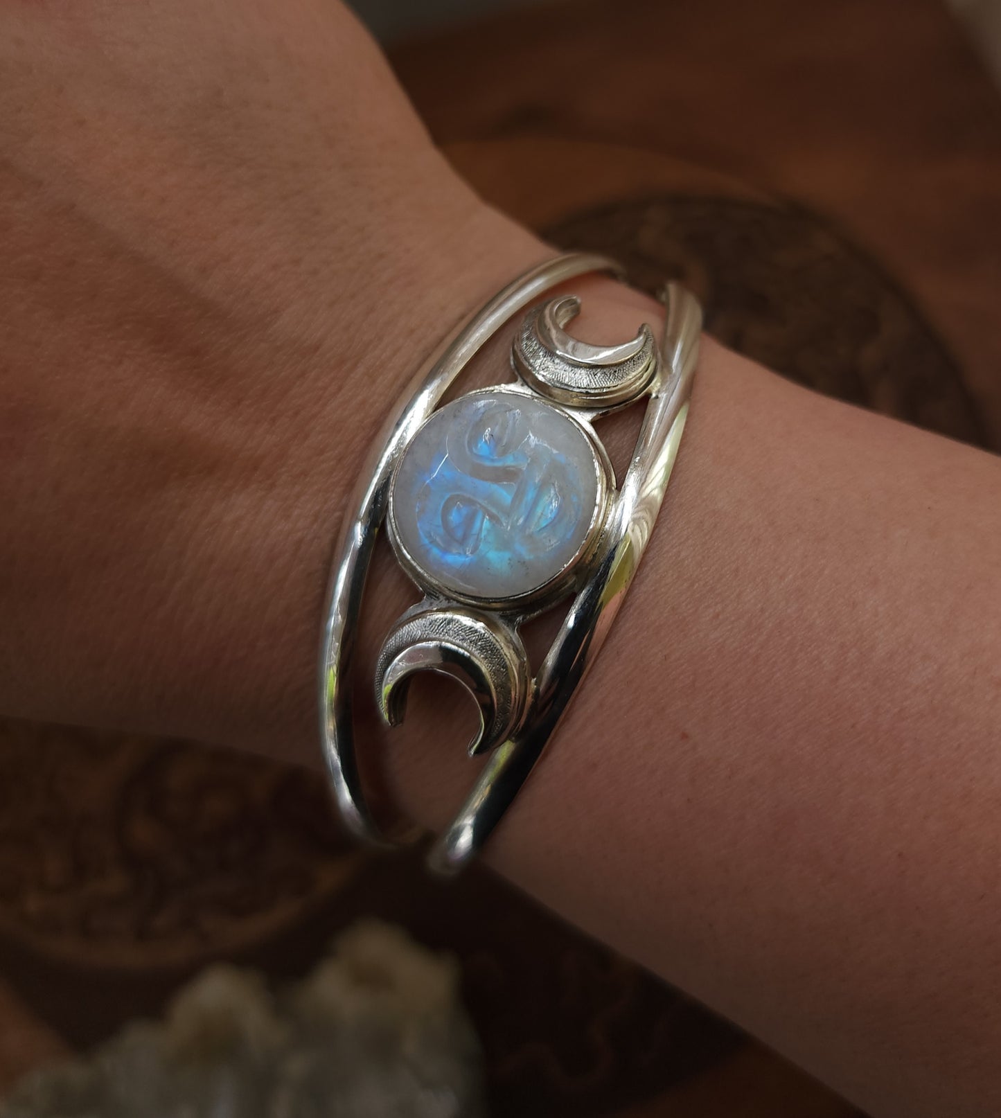 Triple Moon Sterling Silver Cuff Bracelet