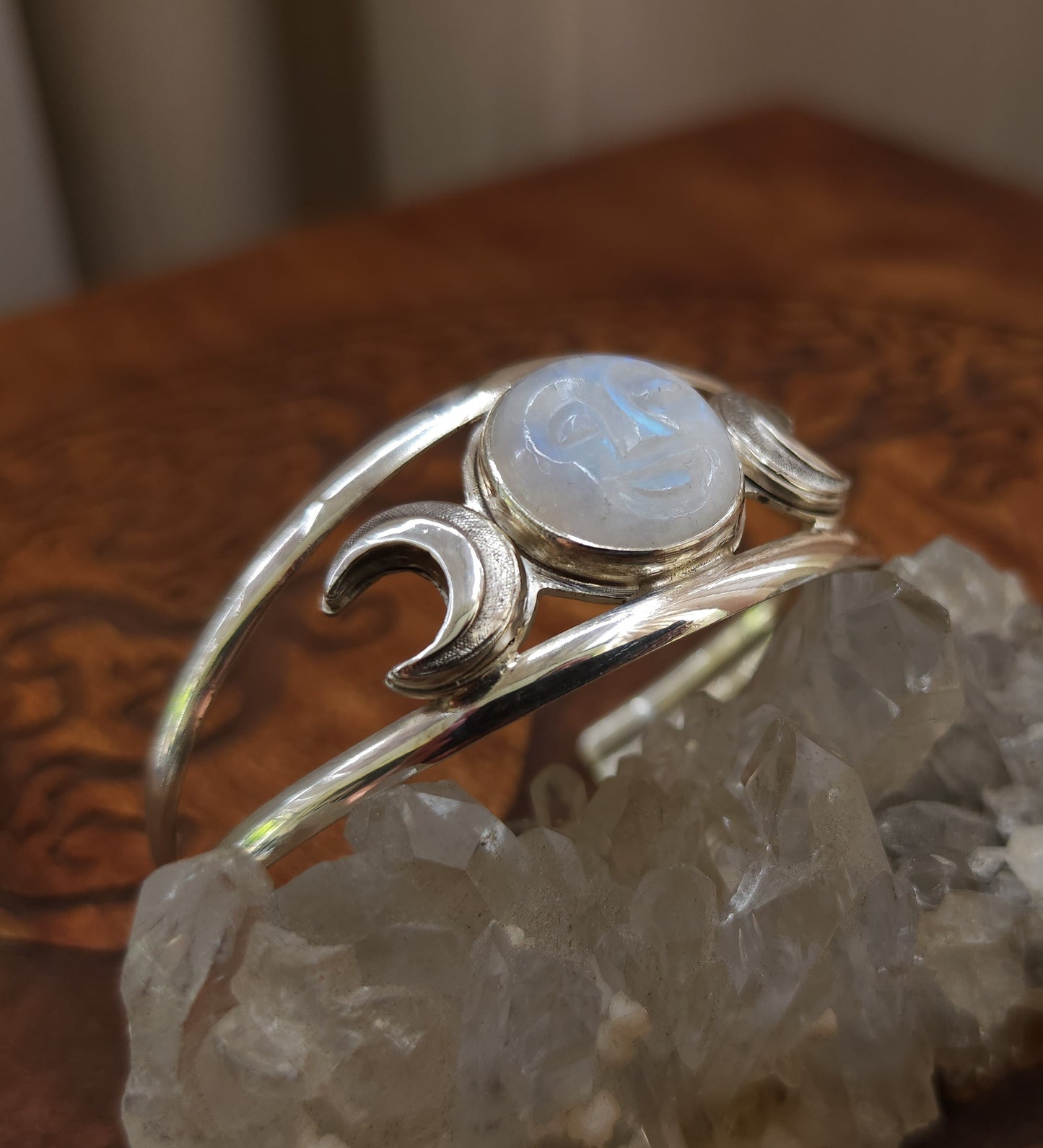 Triple Moon Sterling Silver Cuff Bracelet