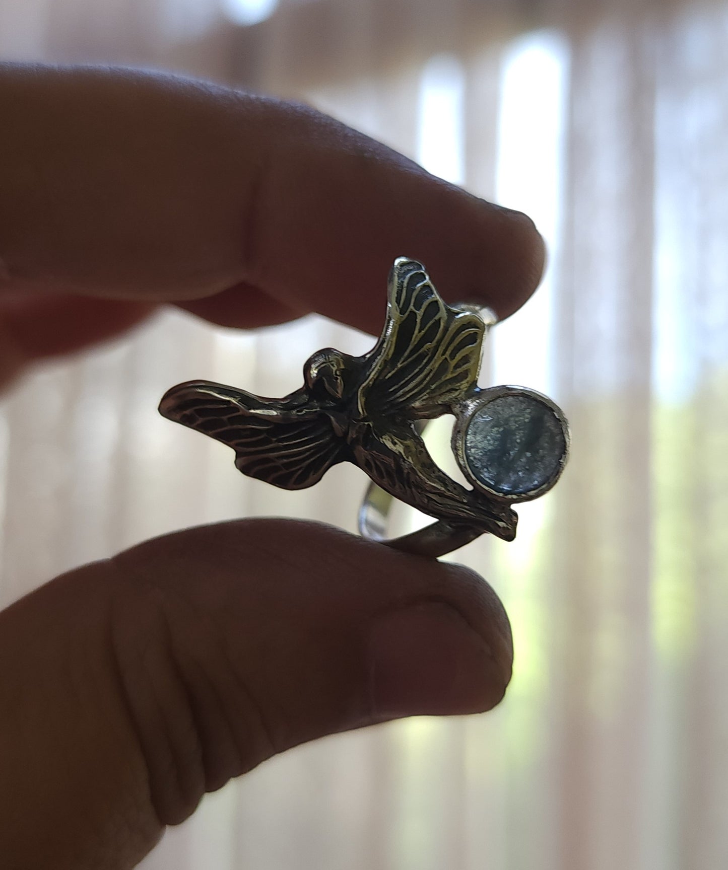 Sterling Silver & Aquamarine Fairy Ring - 8.5