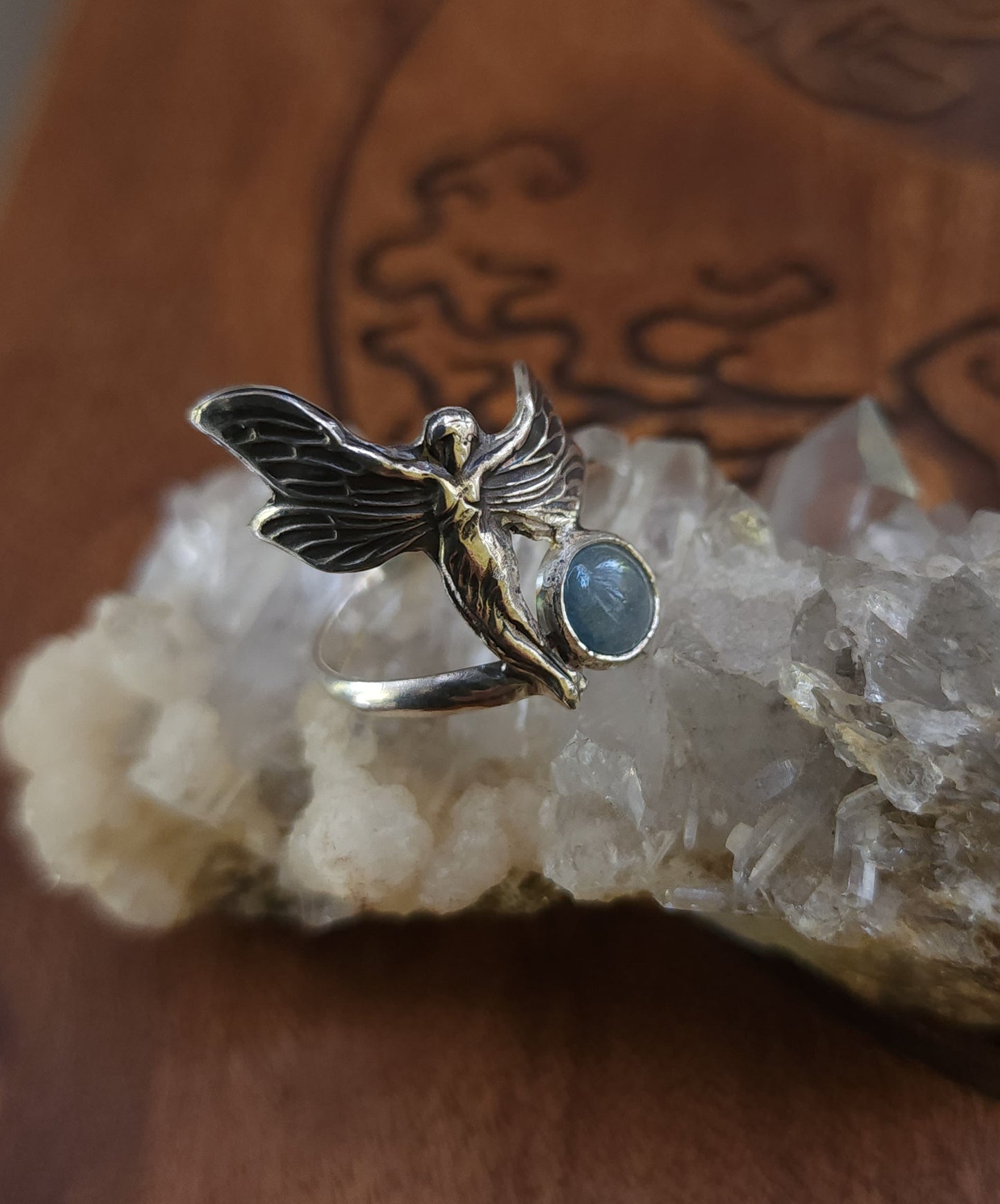 Sterling Silver & Aquamarine Fairy Ring - 8.5