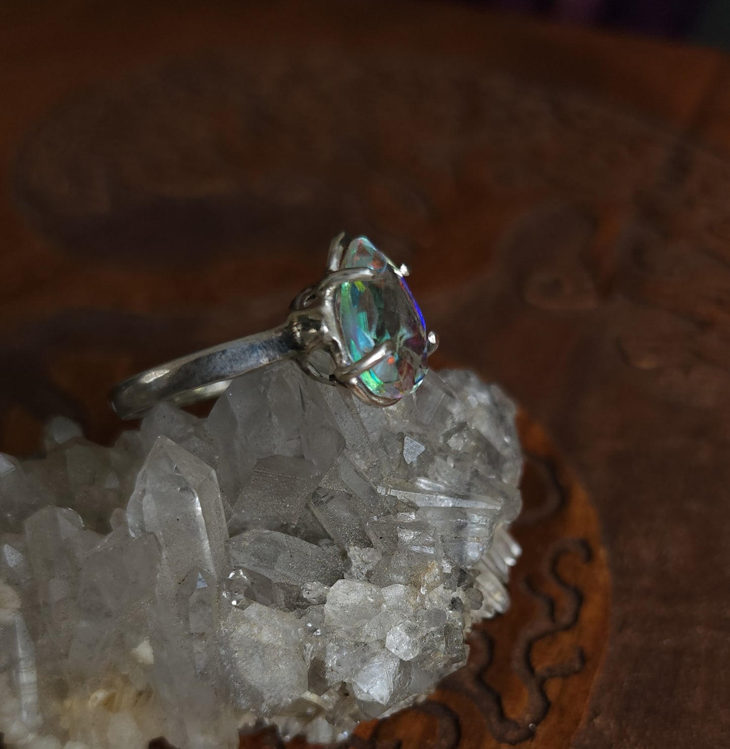 Aura Quartz Sterling Silver Ring - Size 11.25