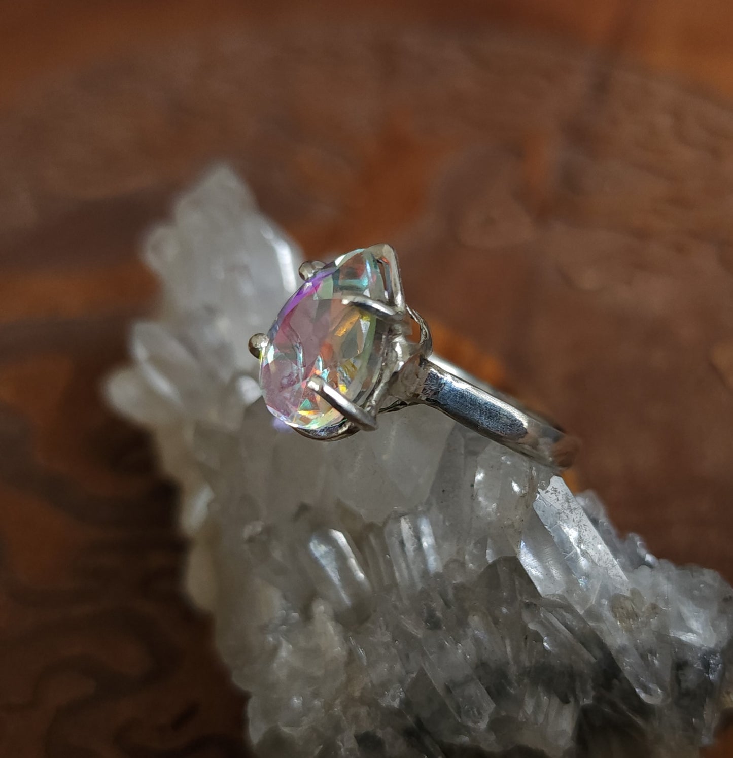 Aura Quartz Sterling Silver Ring - Size 11.25