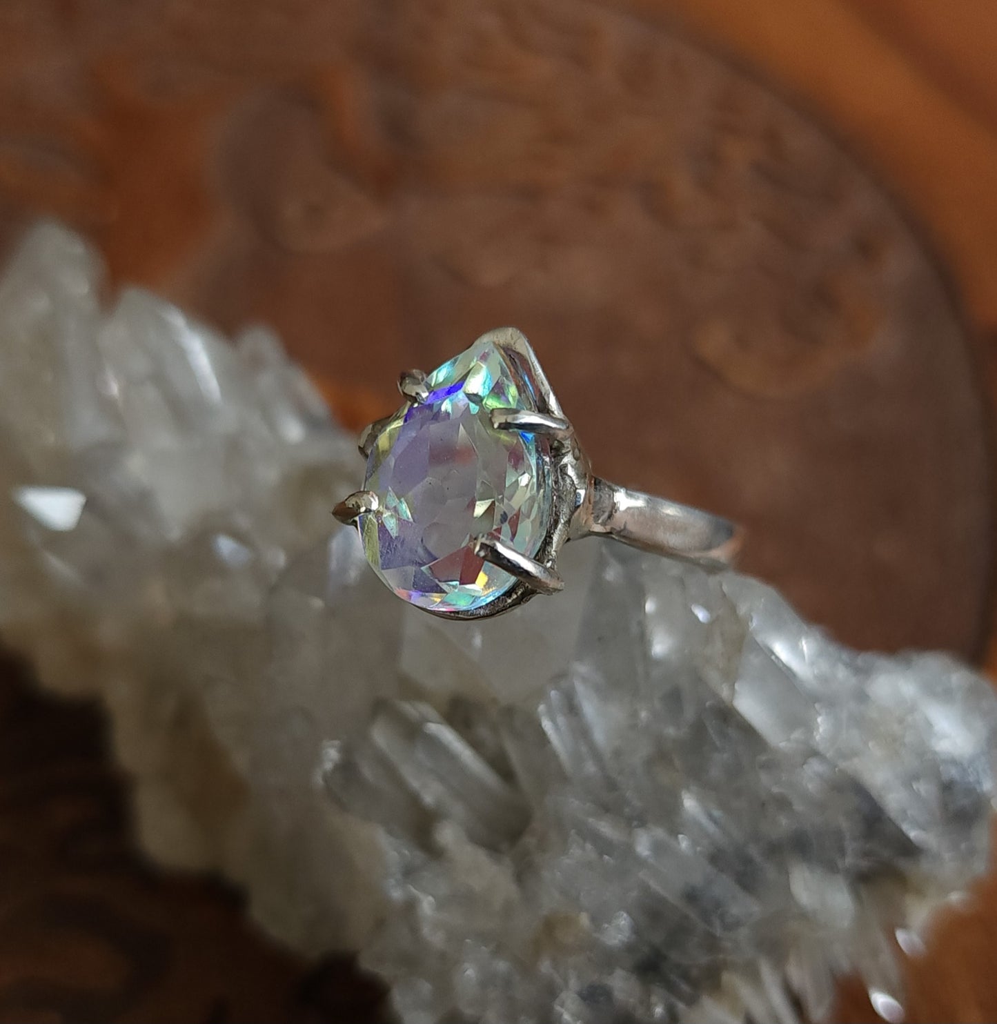 Aura Quartz Sterling Silver Ring - Size 11.25
