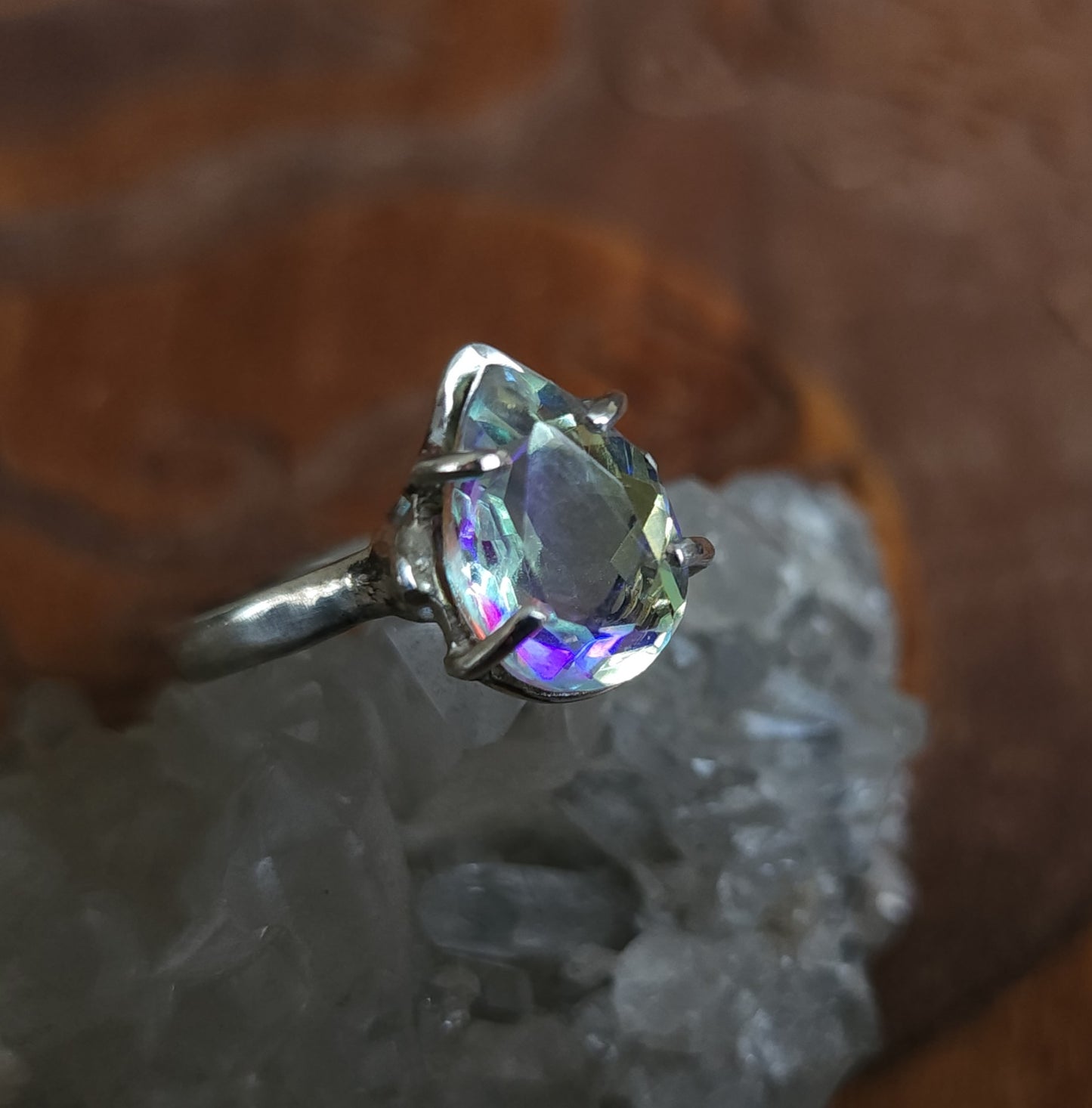 Aura Quartz Sterling Silver Ring - Size 11.25