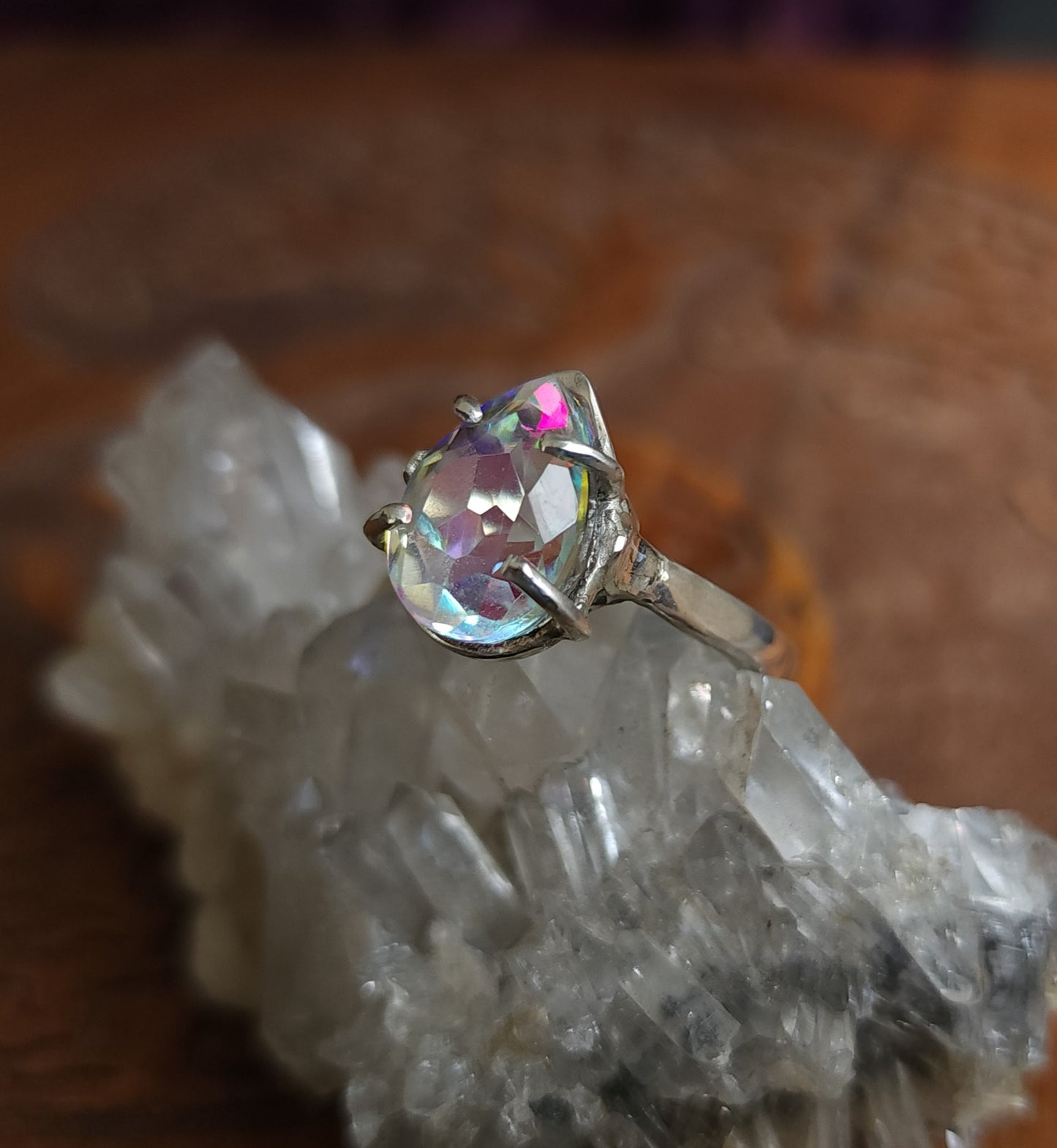 Aura Quartz Sterling Silver Ring - Size 11.25