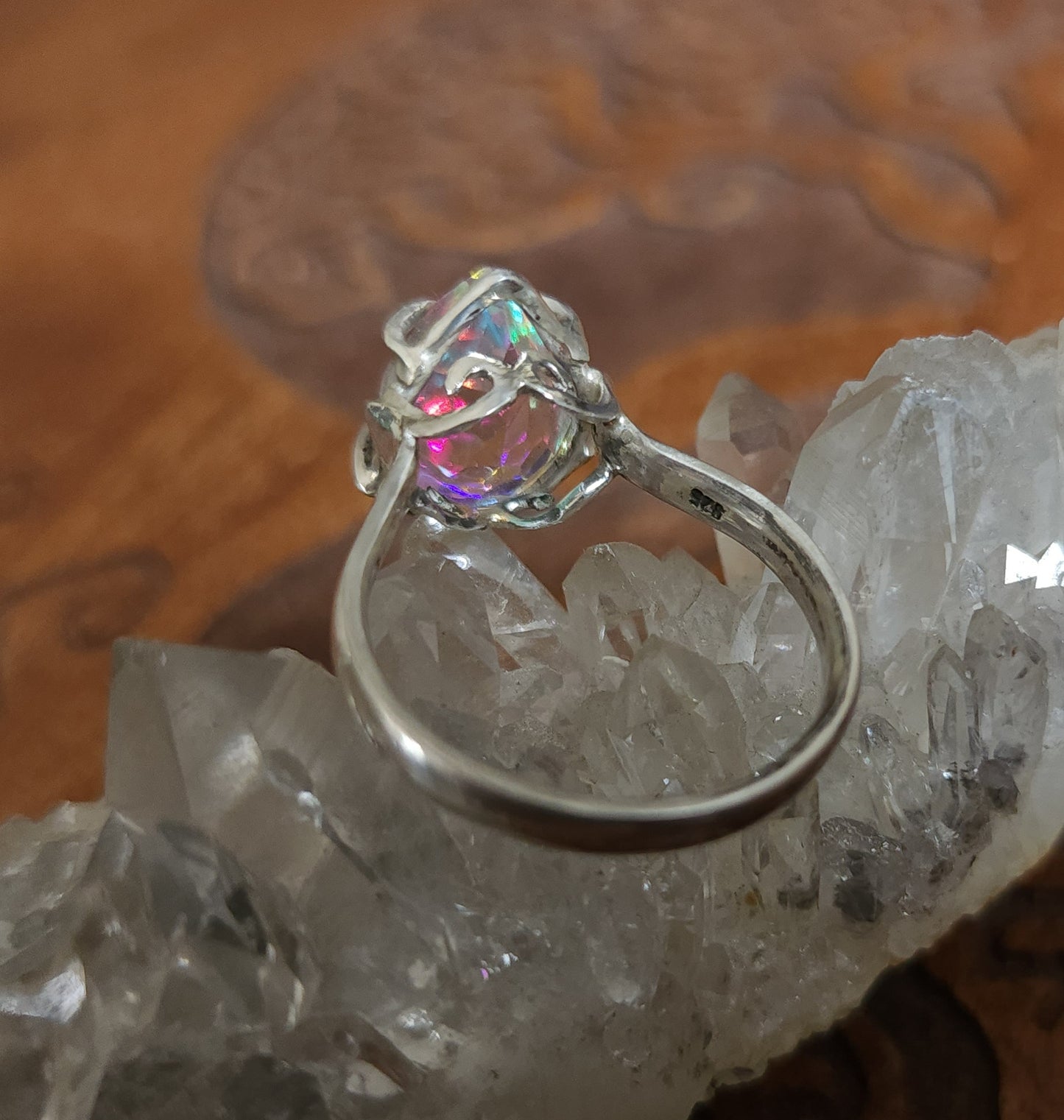 Aura Quartz Sterling Silver Ring - Size 11.25