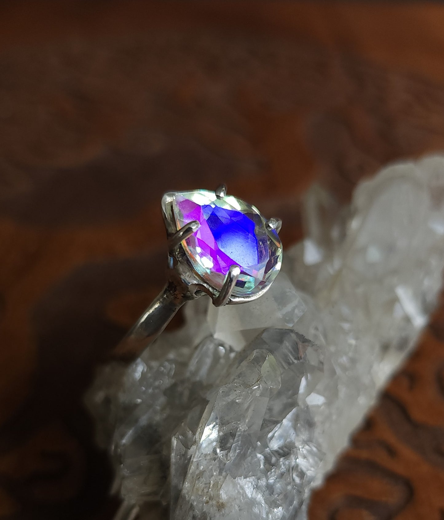 Aura Quartz Sterling Silver Ring - Size 11.25