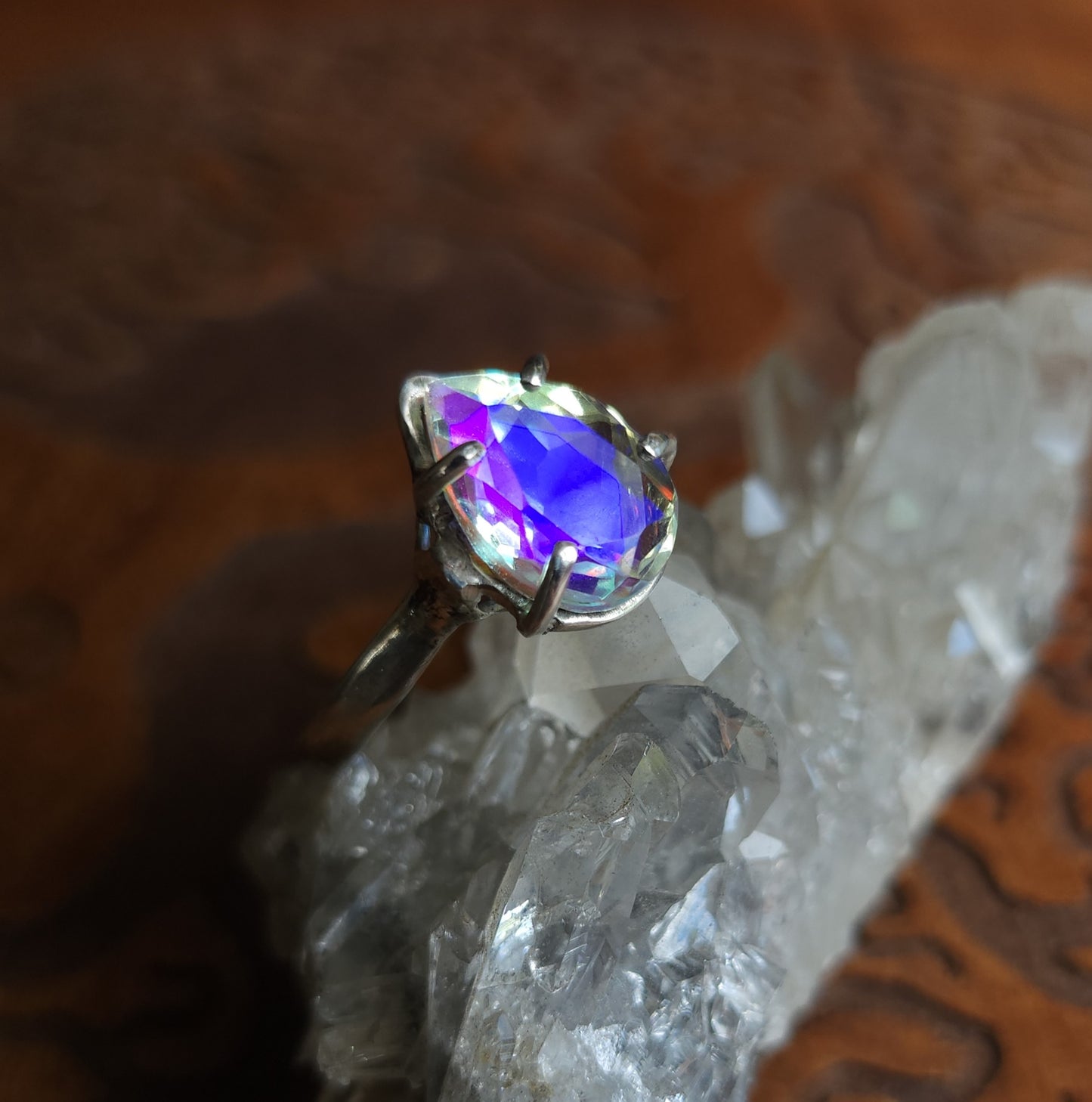 Aura Quartz Sterling Silver Ring - Size 11.25