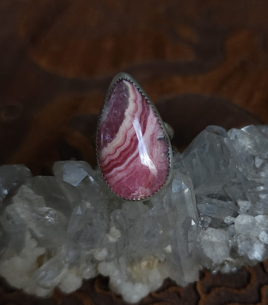Rhodochrosite Sterling Silver Ring- Size 8
