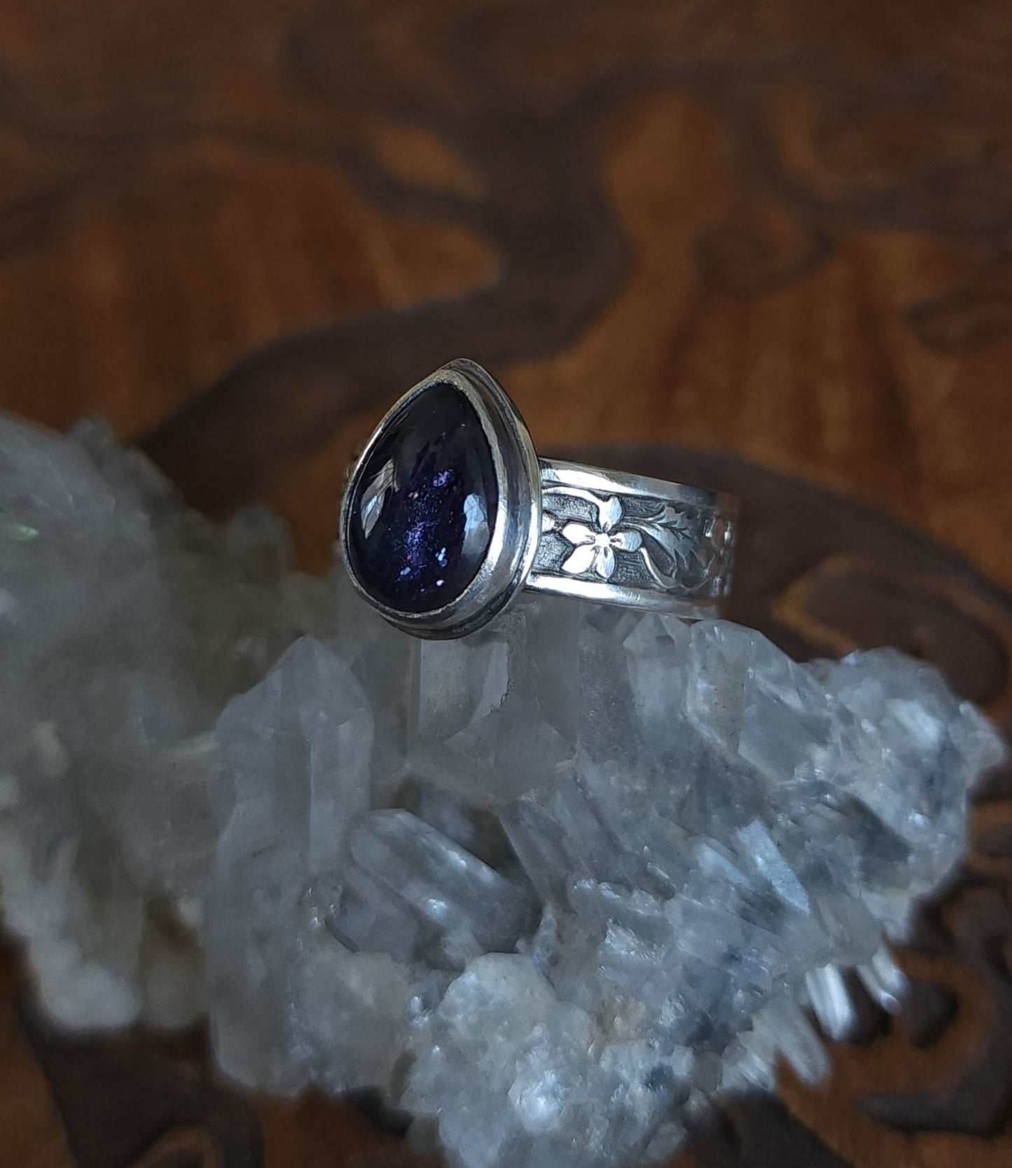 "Enchanted Garden" Sterling Silver & Iolite Ring - Size 11.5