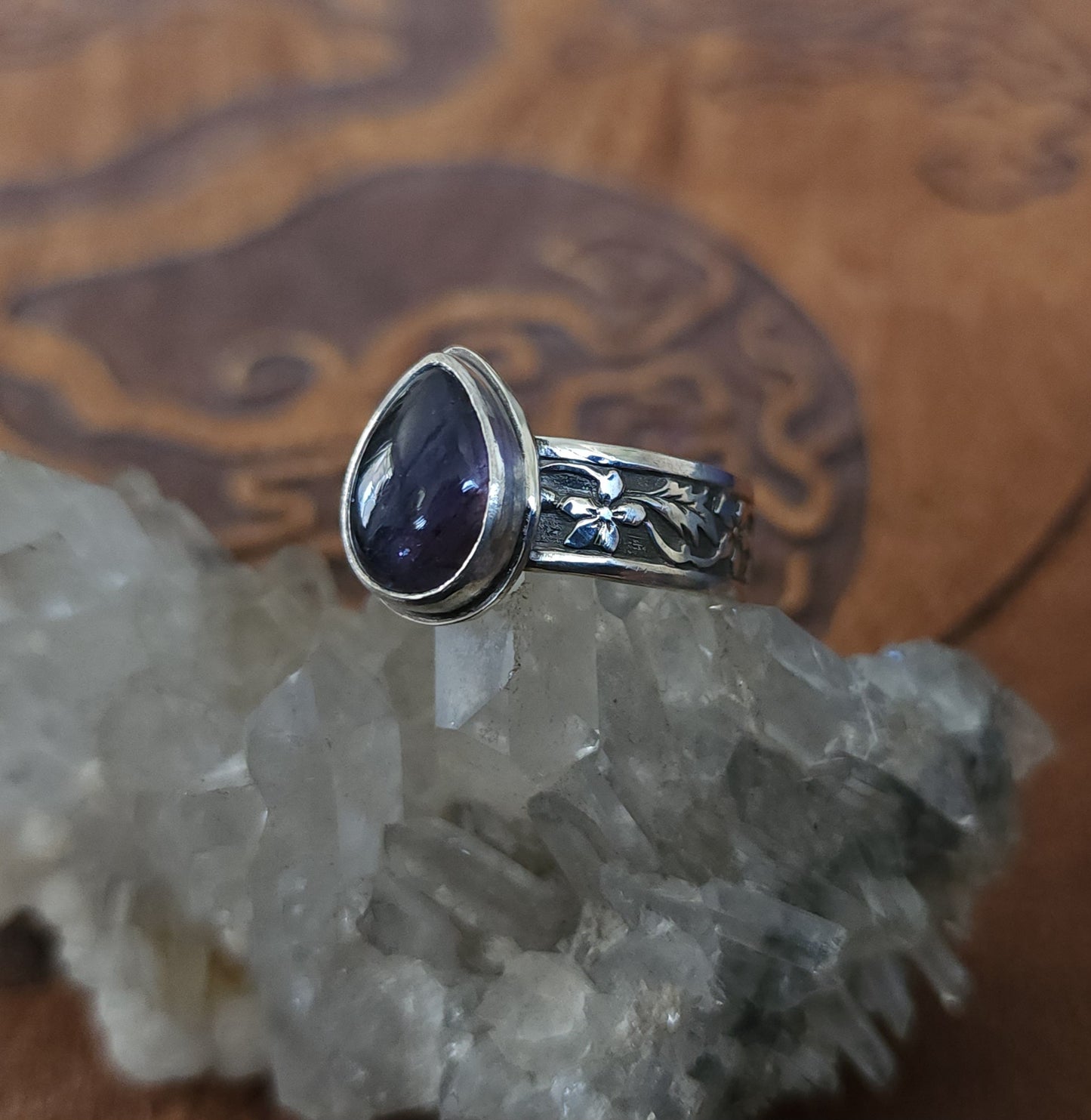 "Enchanted Garden" Sterling Silver & Iolite Ring - Size 11.5