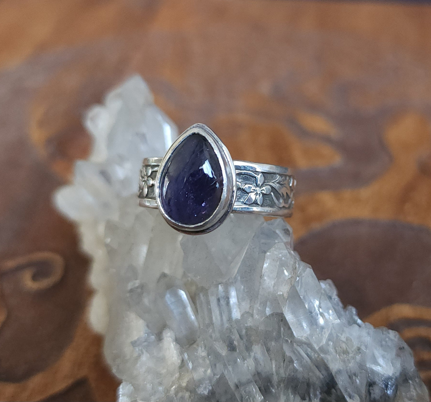"Enchanted Garden" Sterling Silver & Iolite Ring - Size 11.5