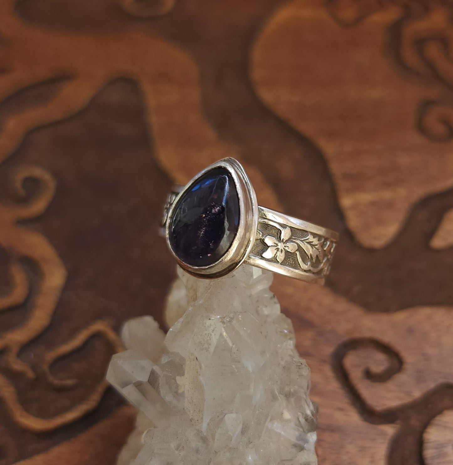 "Enchanted Garden" Sterling Silver & Iolite Ring - Size 11.5