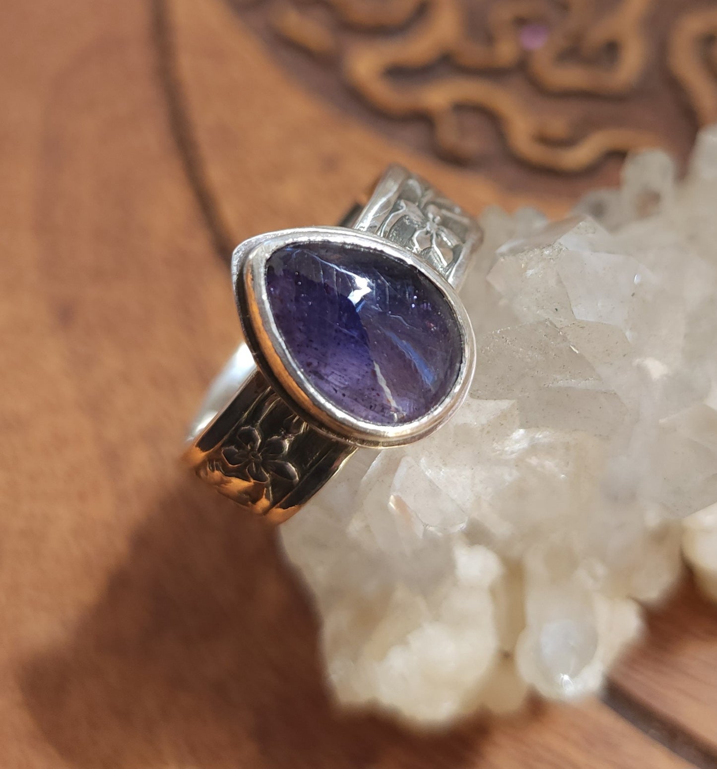 "Enchanted Garden" Sterling Silver & Iolite Ring - Size 11.5
