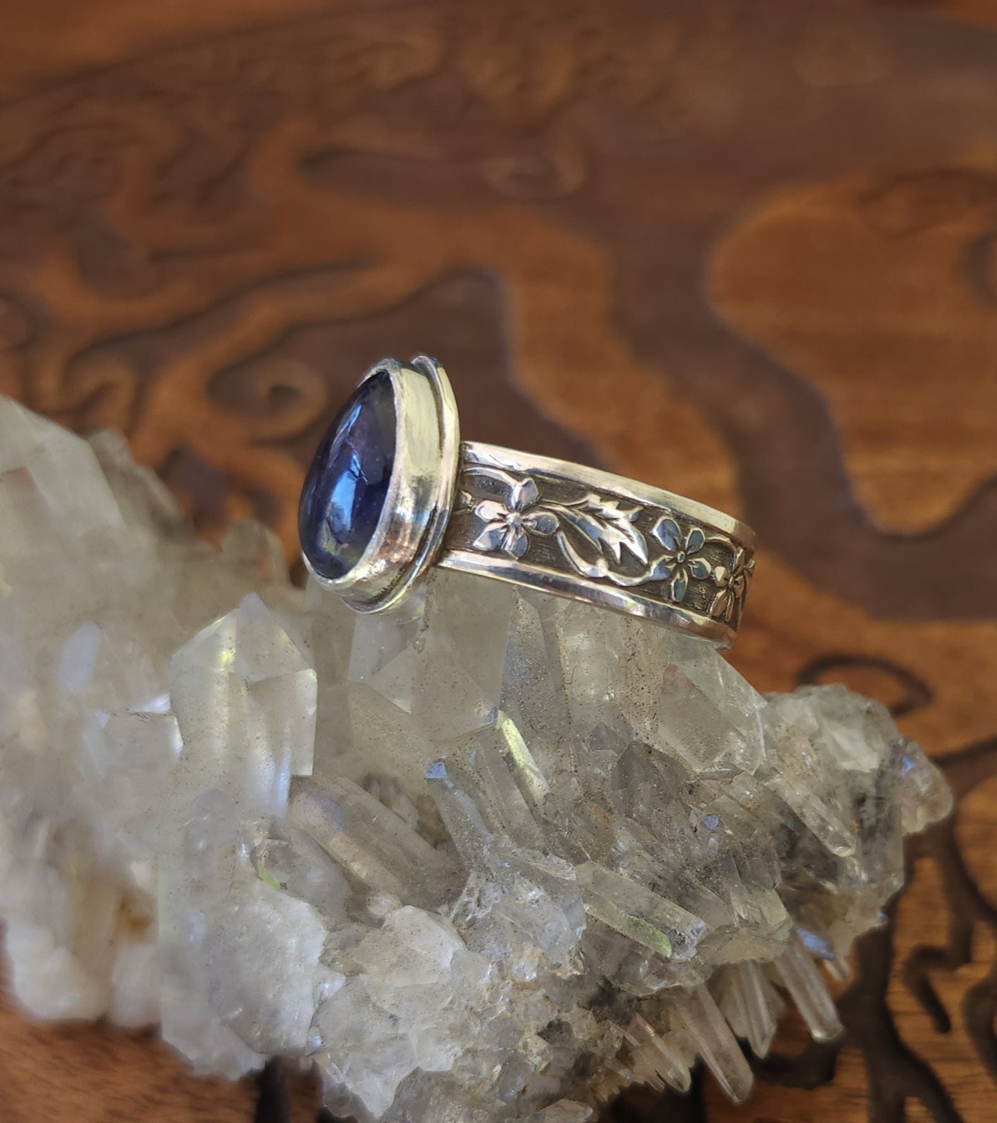 "Enchanted Garden" Sterling Silver & Iolite Ring - Size 11.5