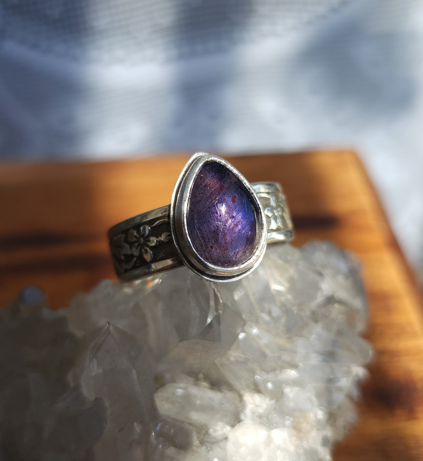 "Enchanted Garden" Sterling Silver & Iolite Ring - Size 11.5