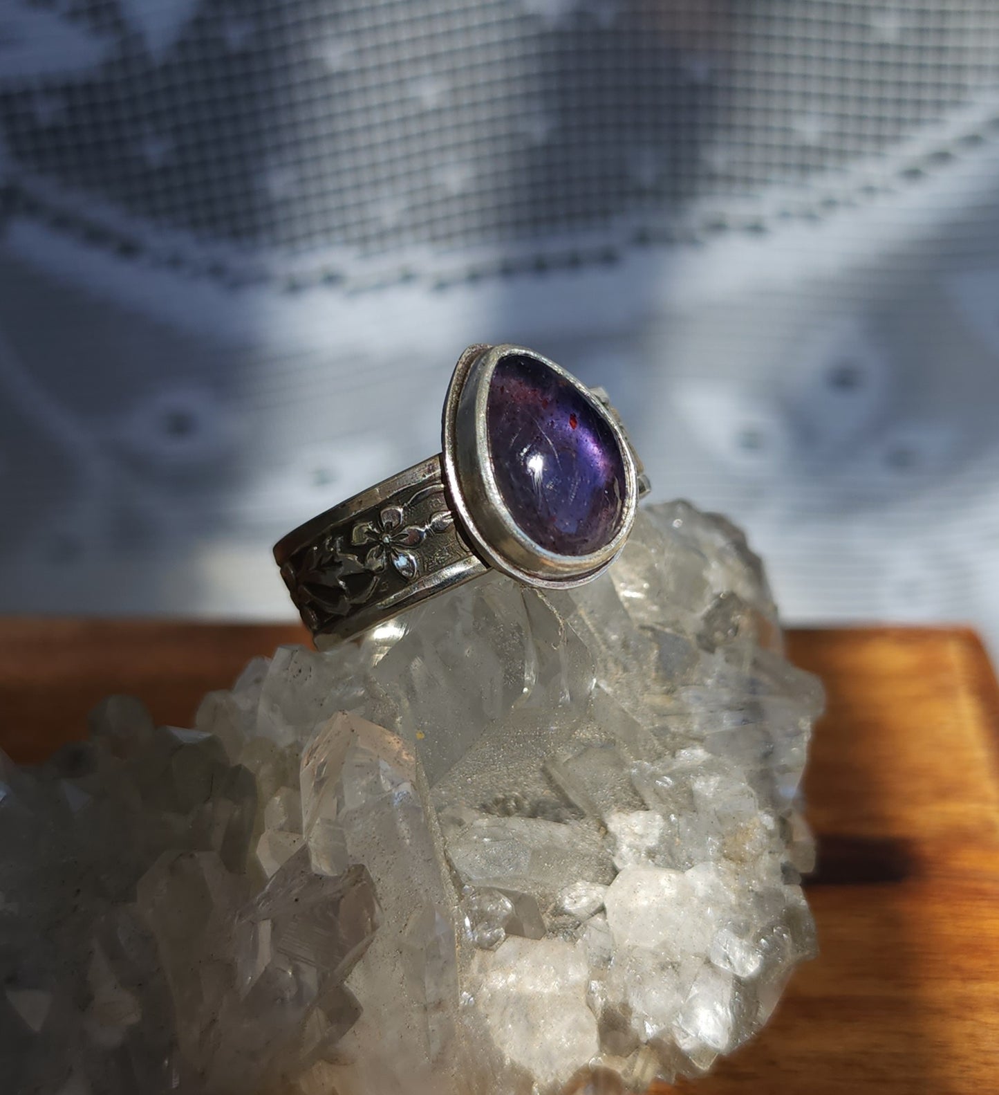 "Enchanted Garden" Sterling Silver & Iolite Ring - Size 11.5