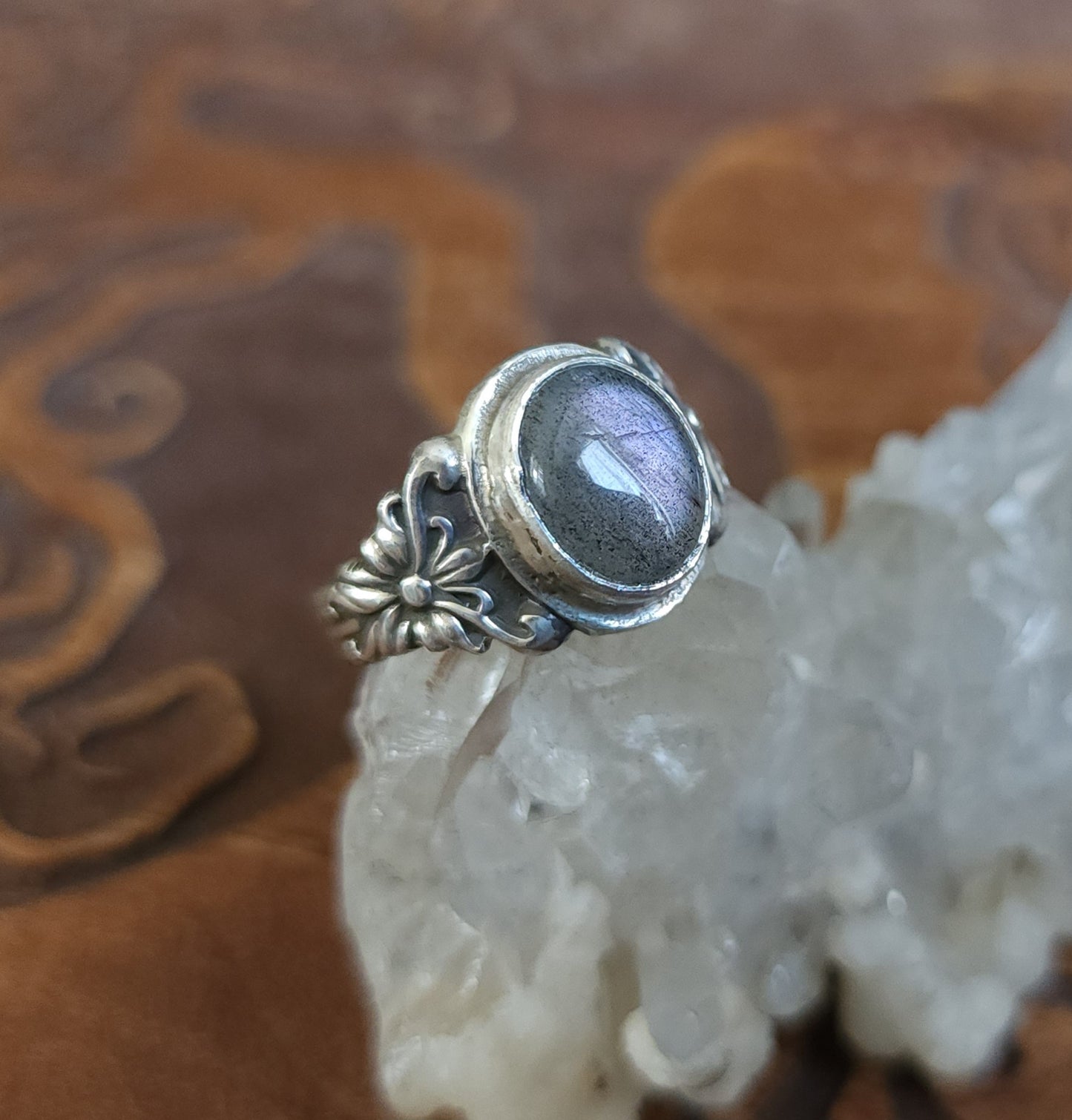 "Spring Fae" - Sterling Silver & Purple Labradorite - Size 10