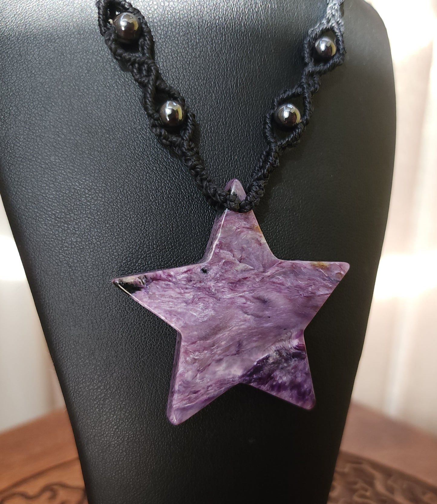 Charoite & Hematite Macrame Necklace