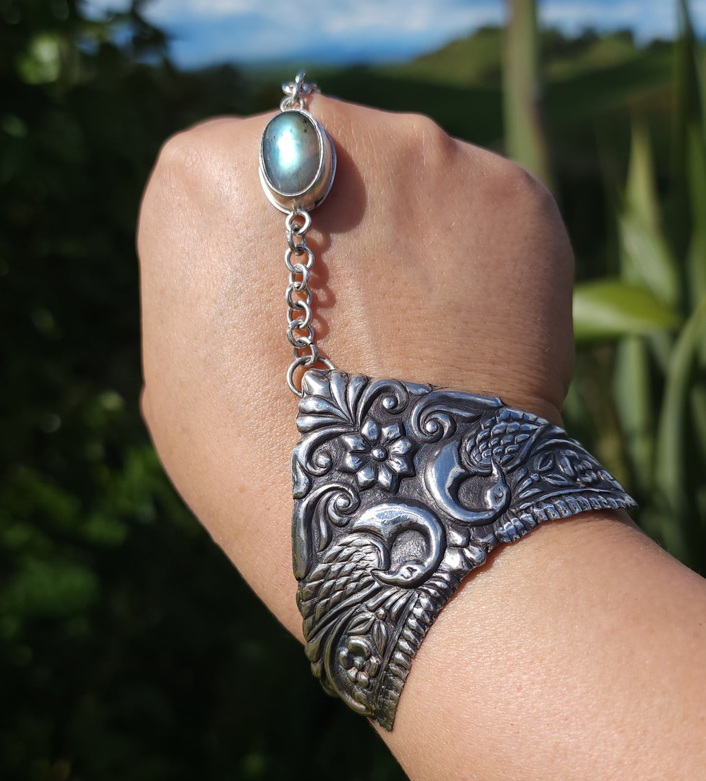 "Hera" - Handcrafted Sterling Silver & Labradorite Slave Bracelet