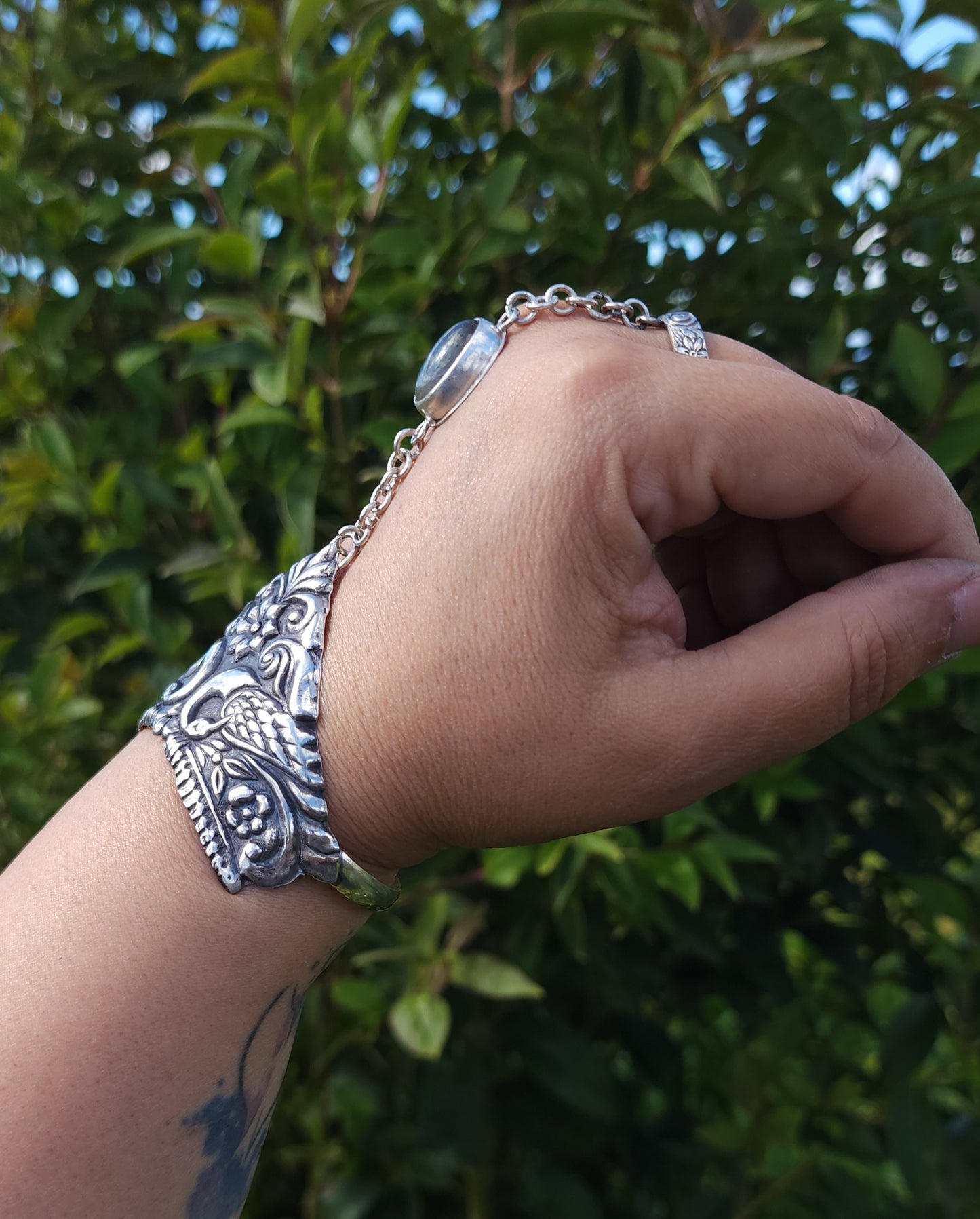 "Hera" - Handcrafted Sterling Silver & Labradorite Slave Bracelet