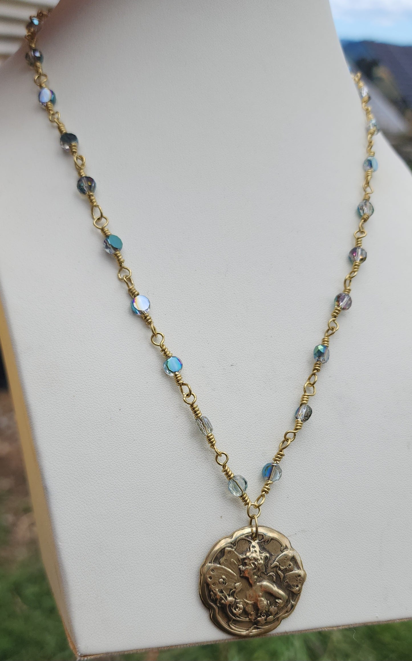 Titania - One of a Kind Brass & Glass Necklace