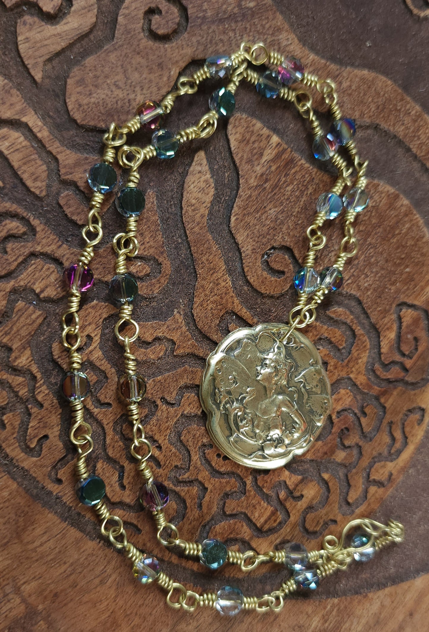 Titania - One of a Kind Brass & Glass Necklace