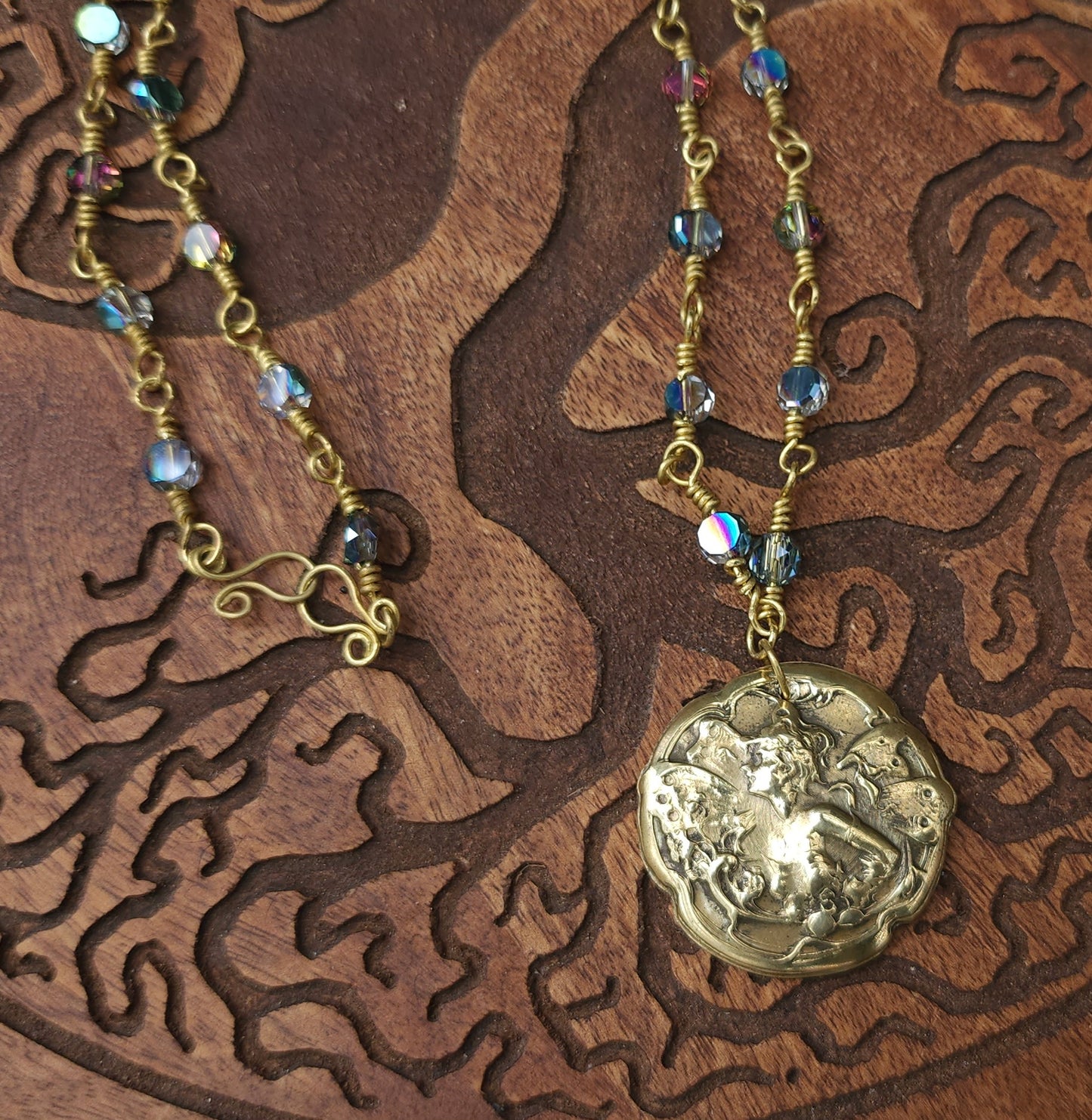 Titania - One of a Kind Brass & Glass Necklace