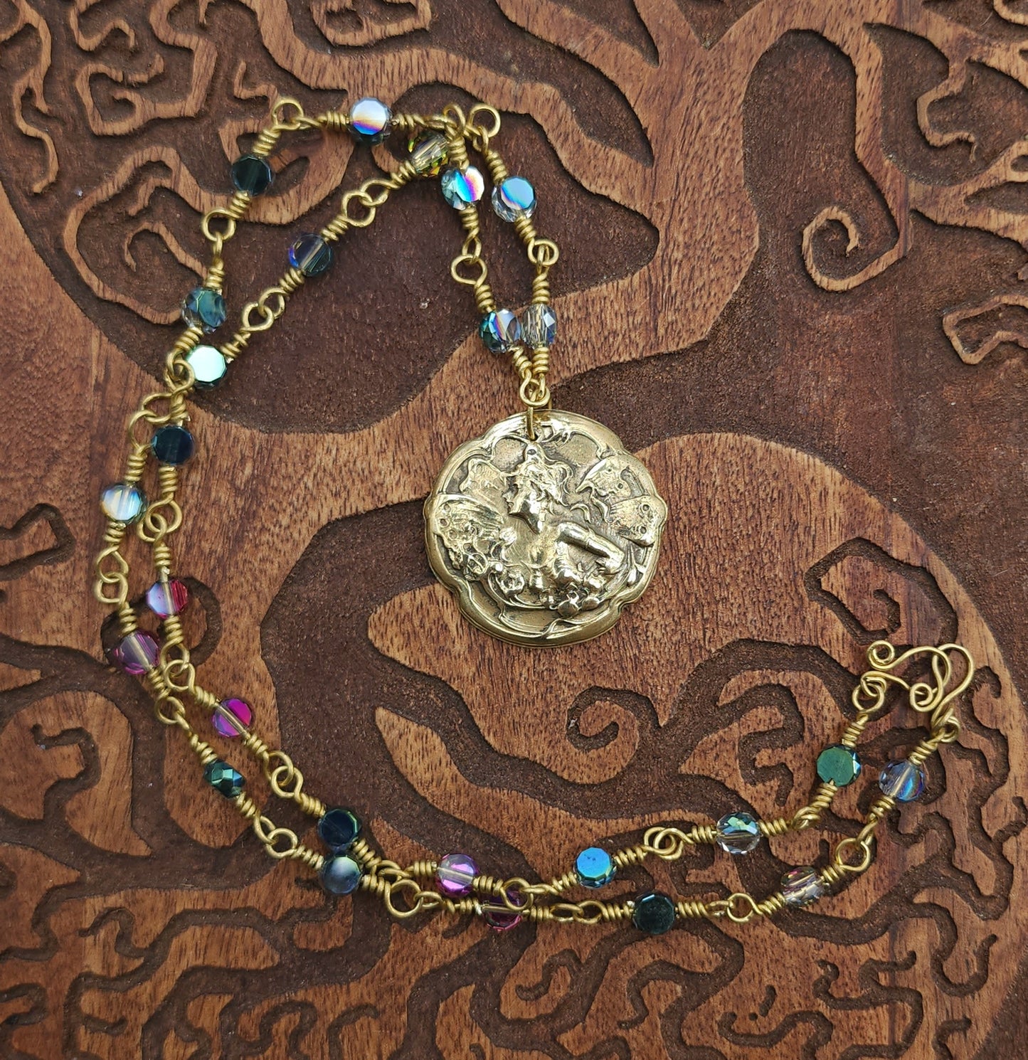 Titania - One of a Kind Brass & Glass Necklace