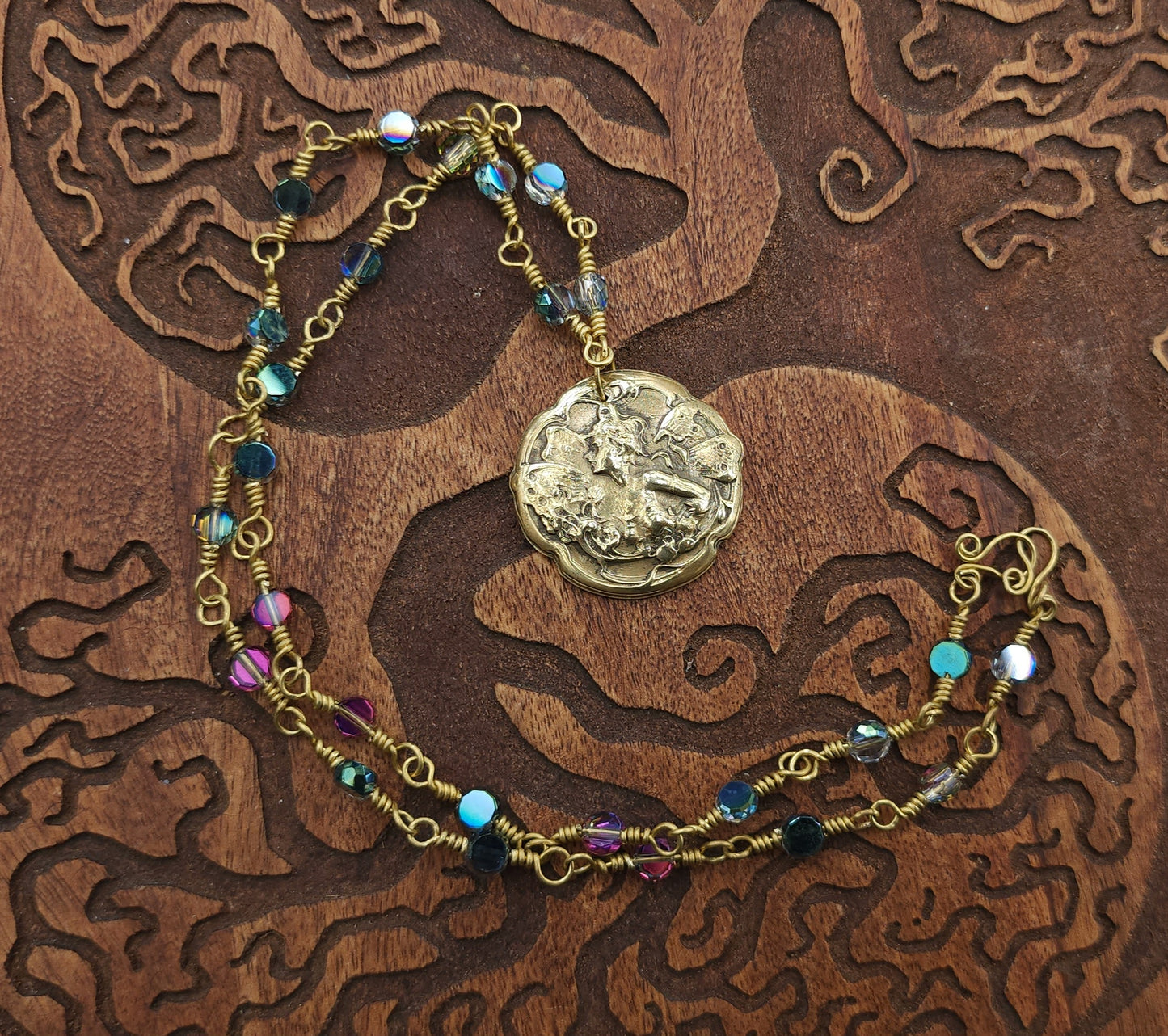 Titania - One of a Kind Brass & Glass Necklace