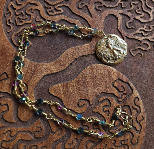 Titania - One of a Kind Brass & Glass Necklace