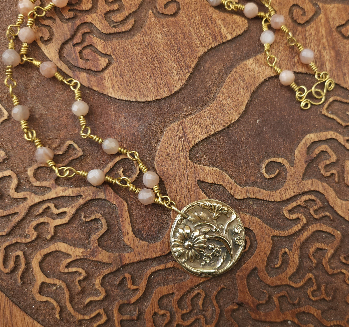 Daisies - One of a Kind Brass & Sunstone Necklace
