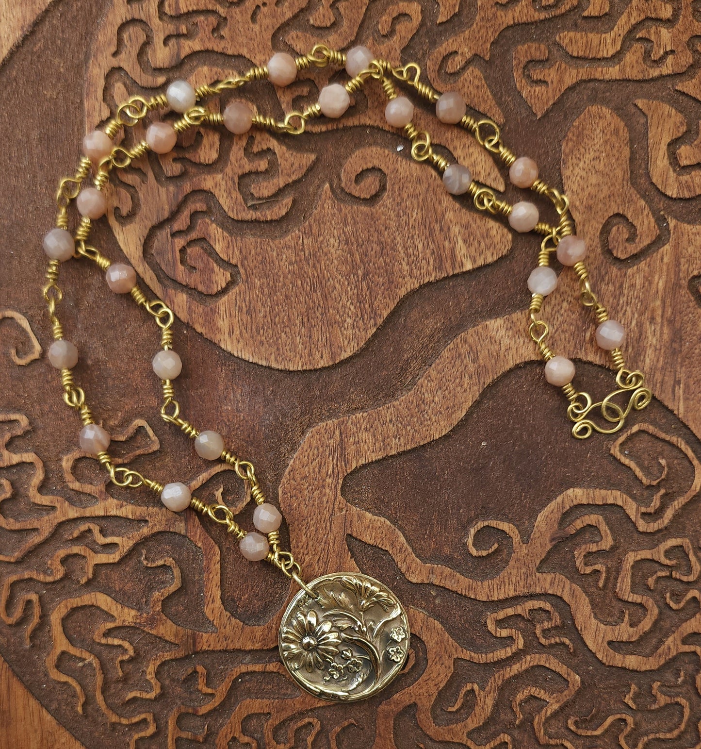 Daisies - One of a Kind Brass & Sunstone Necklace