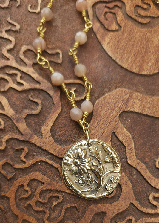 Daisies - One of a Kind Brass & Sunstone Necklace
