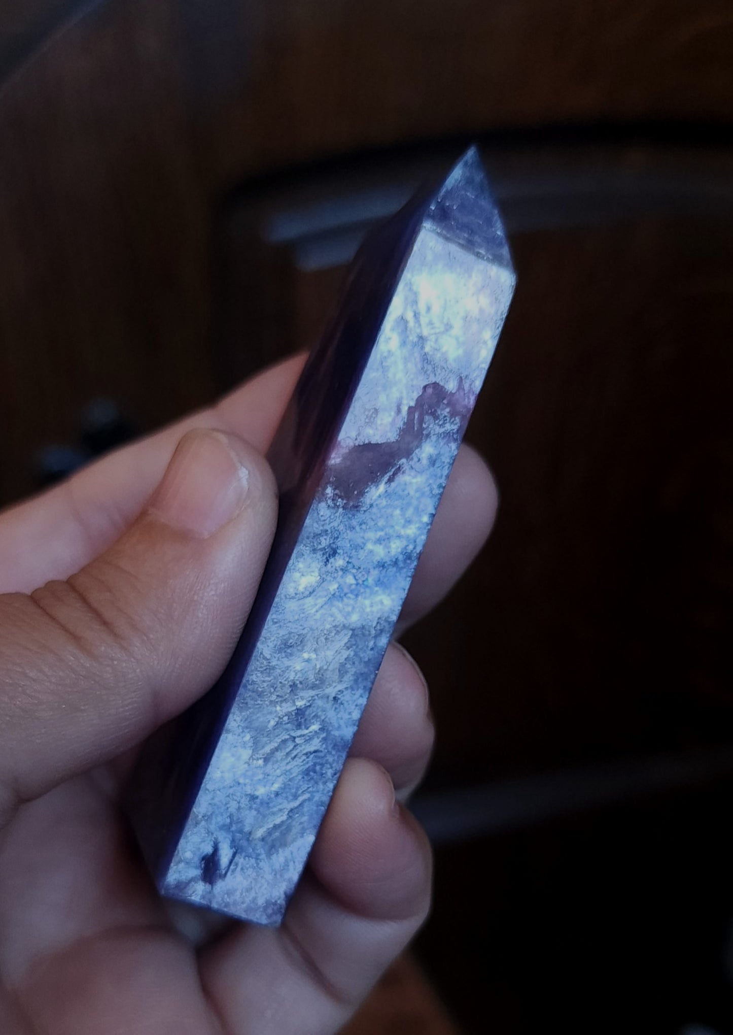 Rubellite Tourmaline in Lepidolite Mica Point