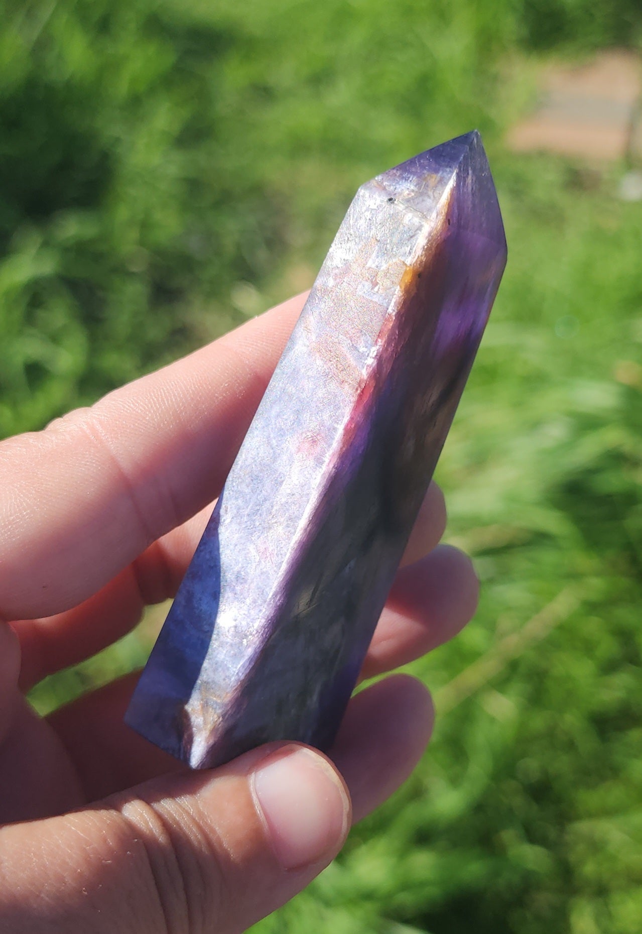 Rubellite Tourmaline in Lepidolite Mica Point