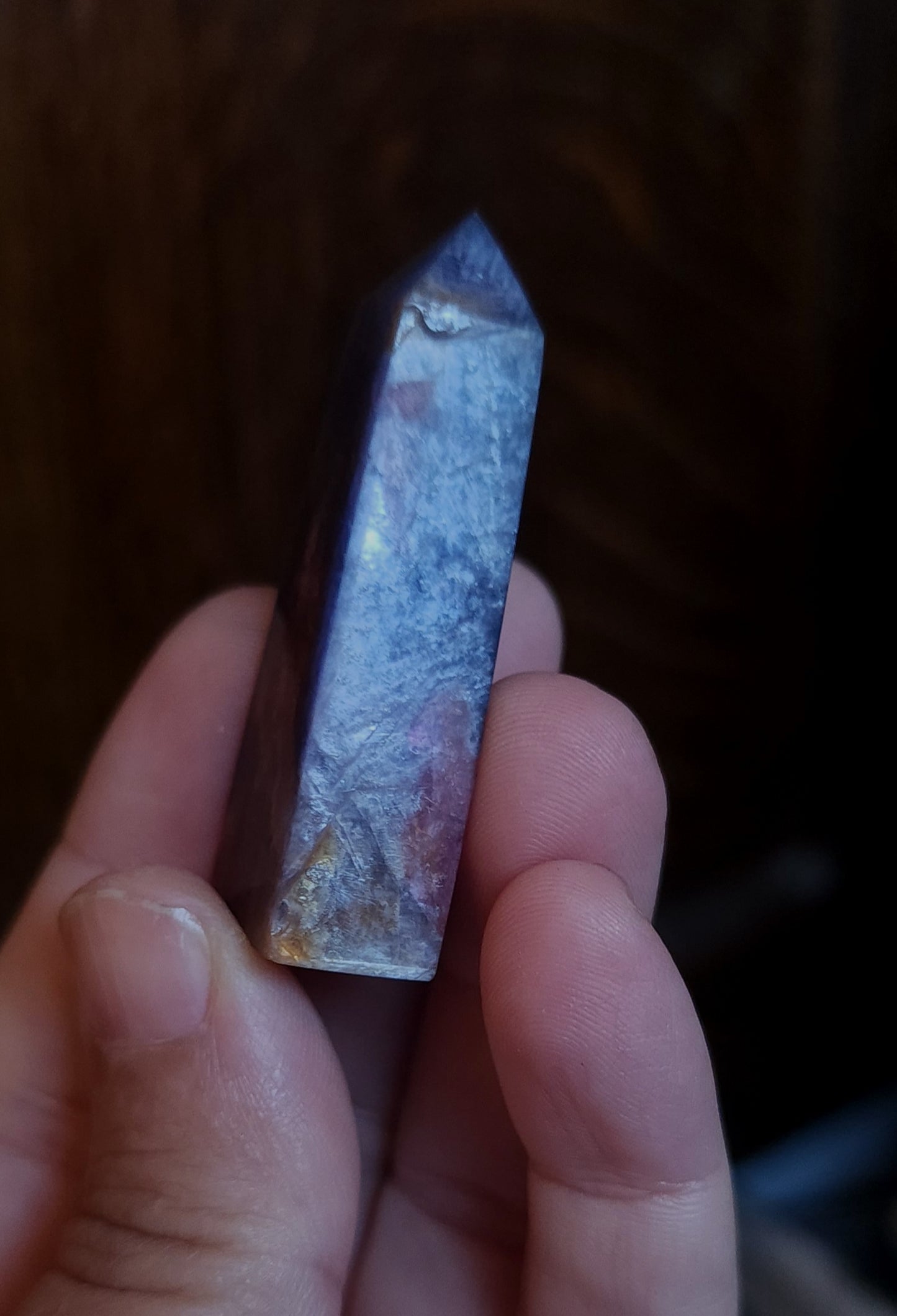 Rubellite Tourmaline in Lepidolite Mica Point